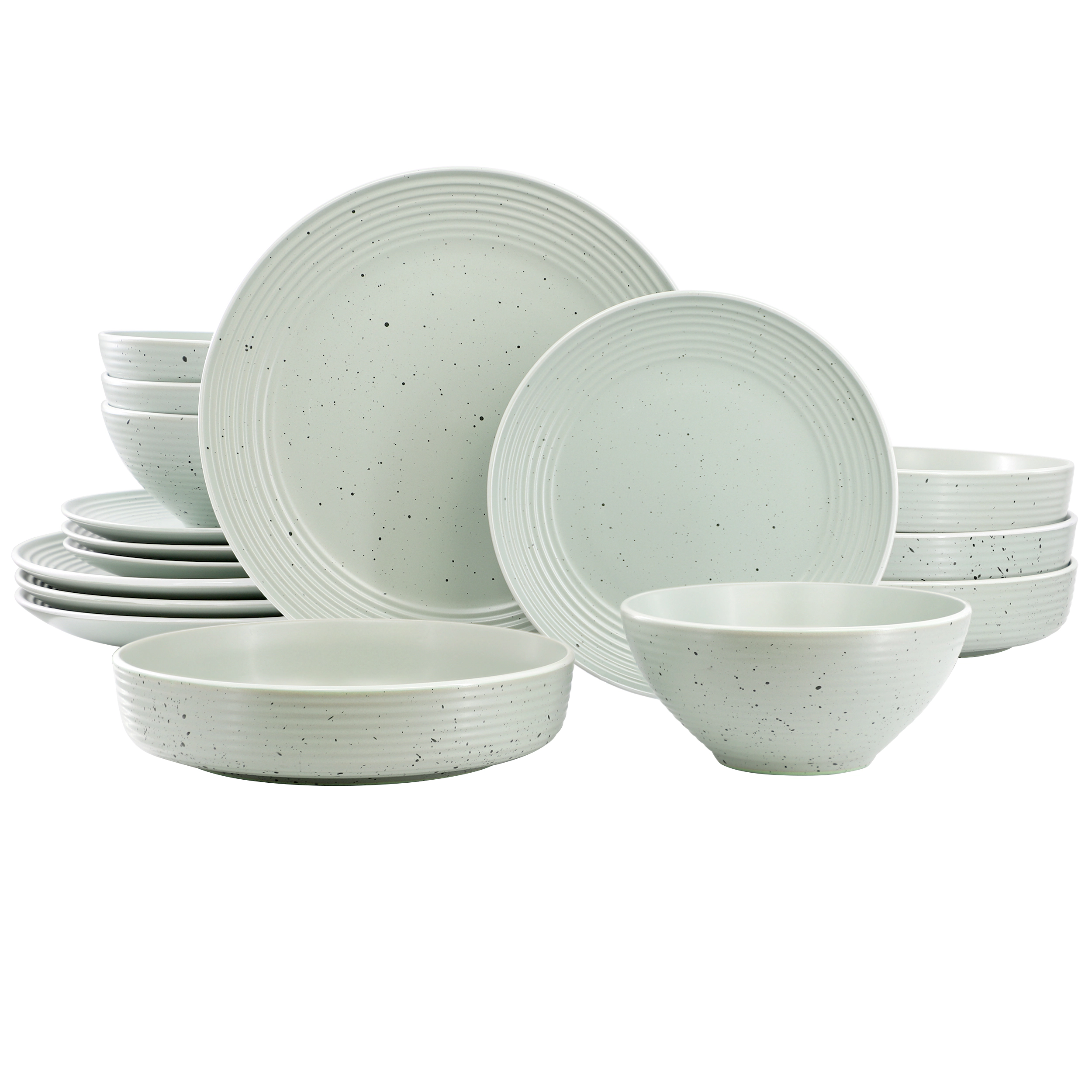 Elama Emilia 16 Piece Double Bowl Stoneware Dinnerware Set