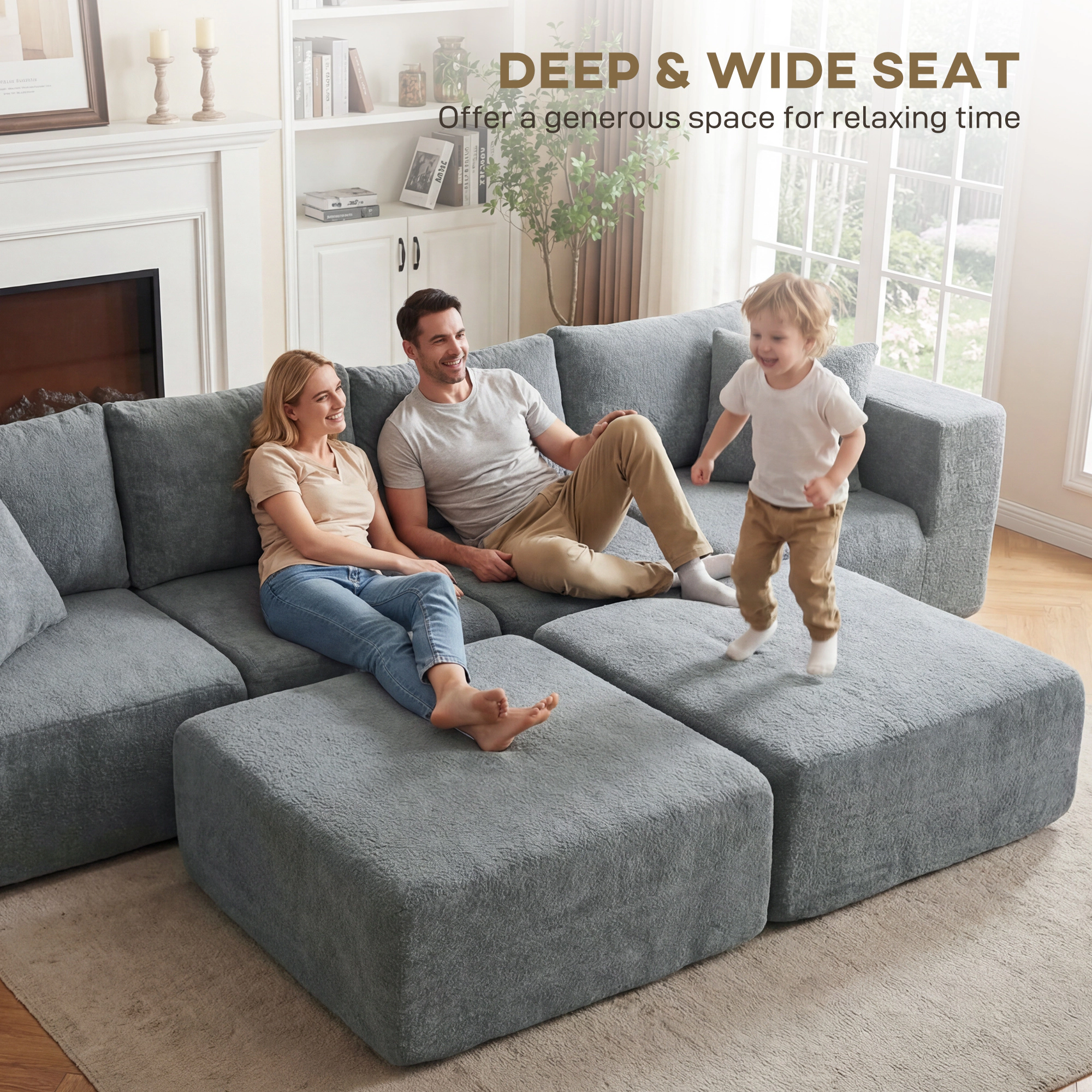 Hivvago Modular Sectional Couch With 2 Ottomans