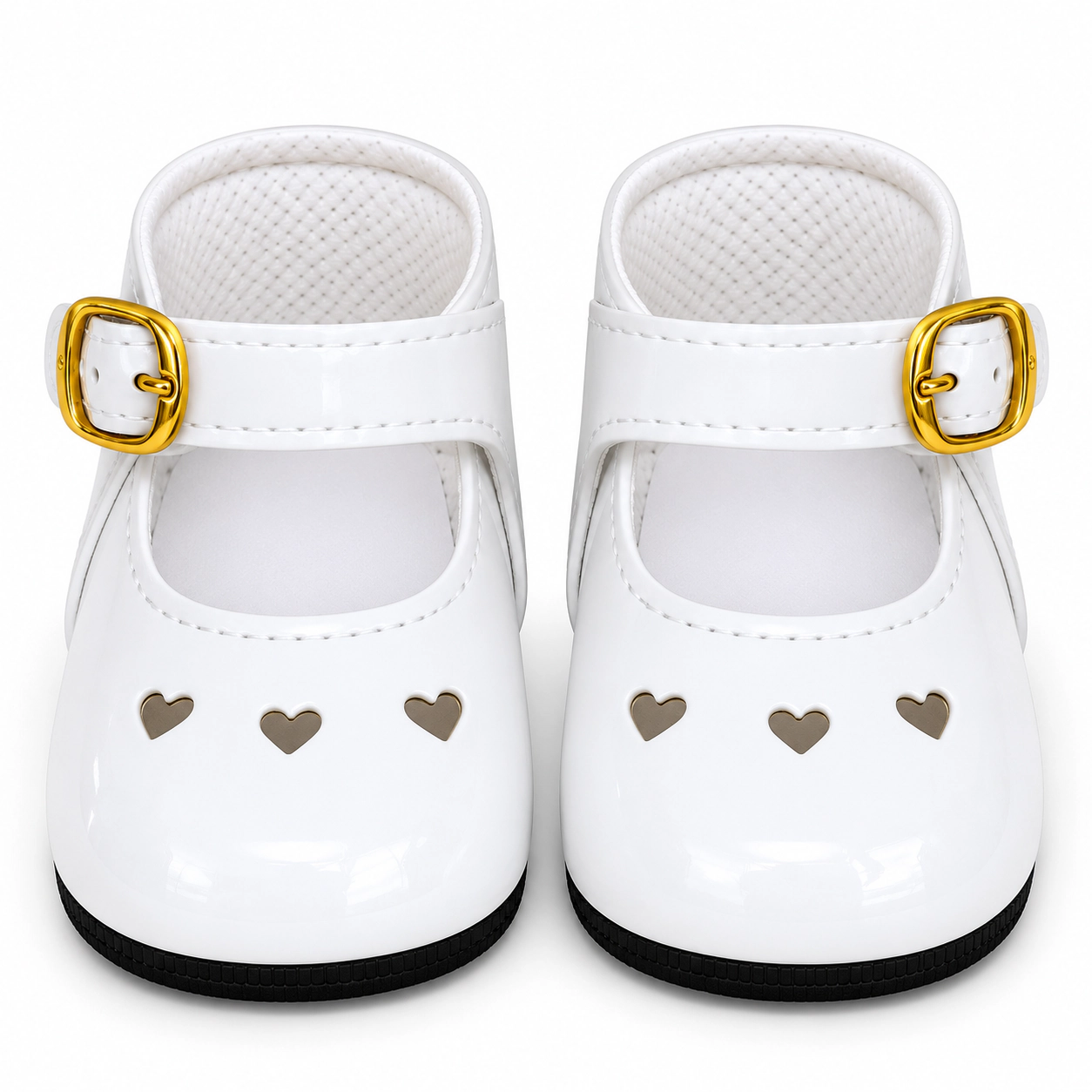 MBD Girl Doll Shoes White Heart Mary Jane Shoes for 18 Inch Dolls