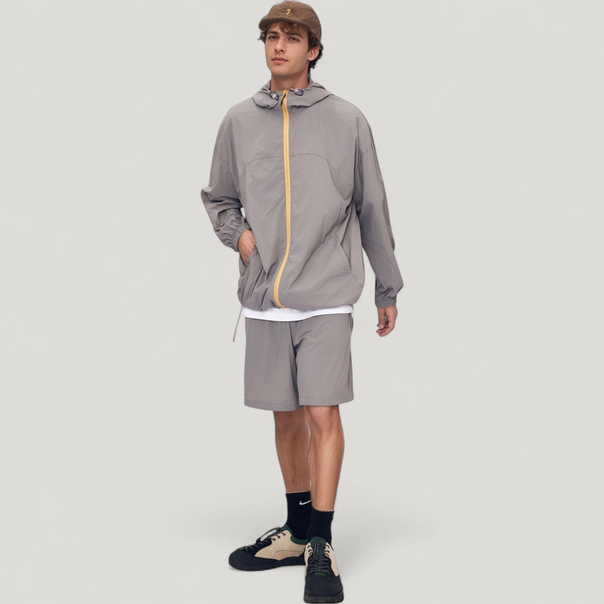 Anna-Kaci Men's Lightweight Full Zip Hooded Sun Protection Jacket with Adjustable Drawstring and Relaxed Fit