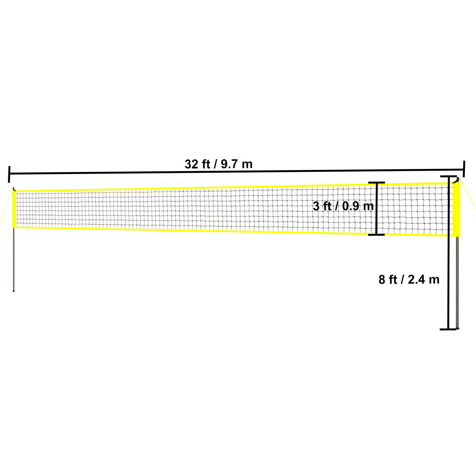 HONGGE Portable Outdoor Volleyball Net Set, Adjustable 7.4-8 ft Official Height, Steel Poles, Ball, Pump & Bag