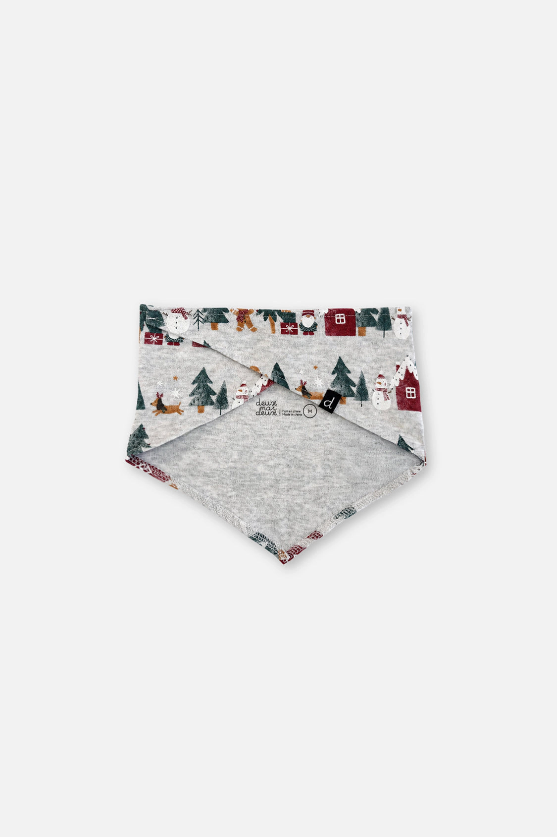 Deux par Deux Unisex Organic Cotton One Piece Tie Closure Christmas Print Bandana for Dogs
