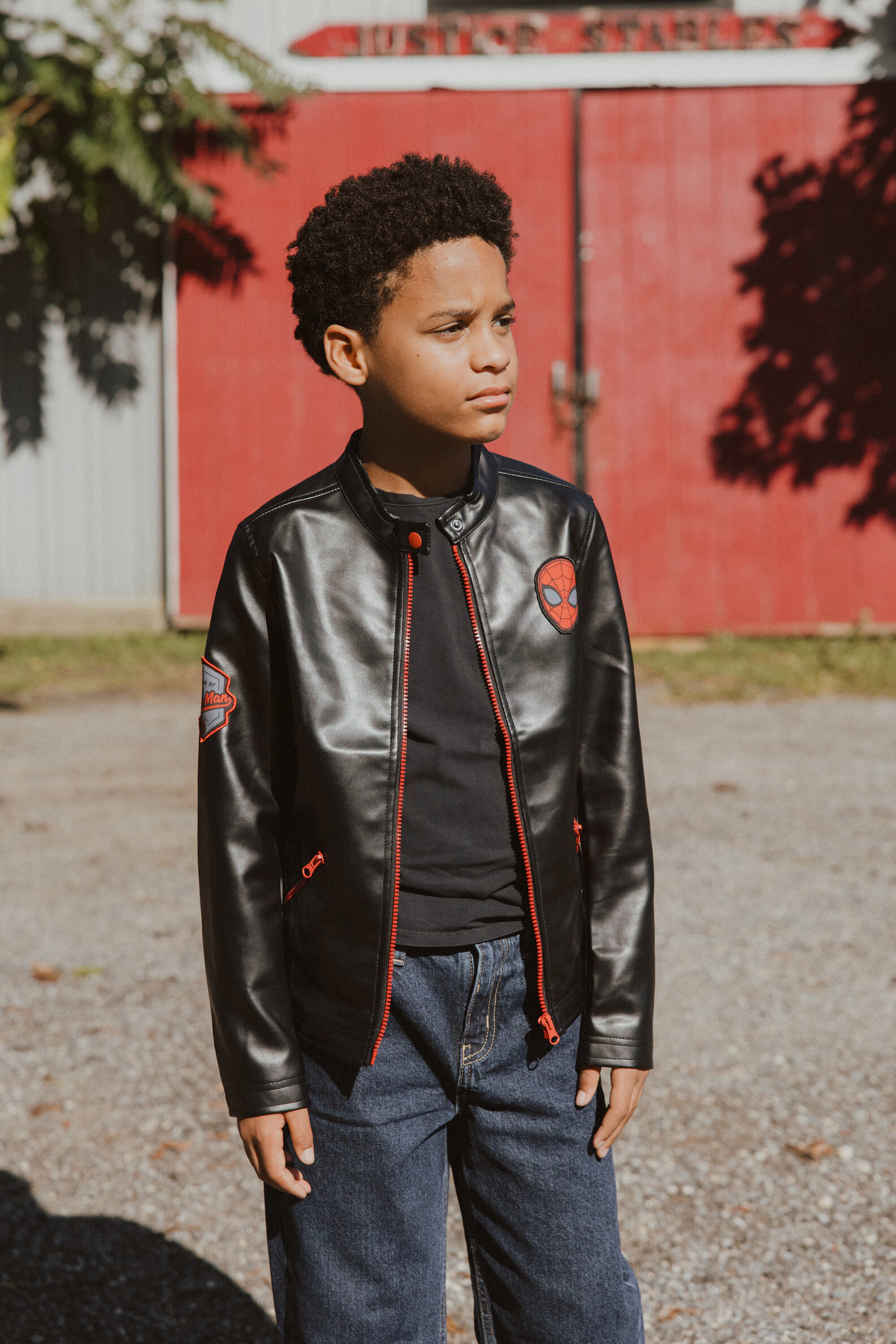 Marvel Spider-Man Boys' Zip-Up Leather Jacket