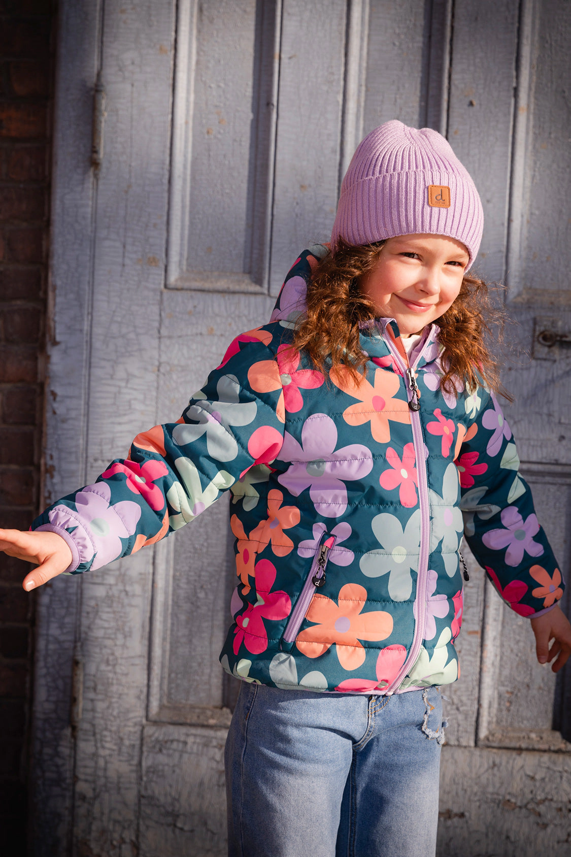 Deux par Girls Ribbed Knit Folded-Cuff Hat