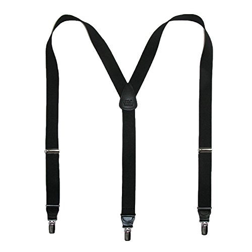 CTM Men's Big & Tall Elastic Clip End Premium Solid Suspenders