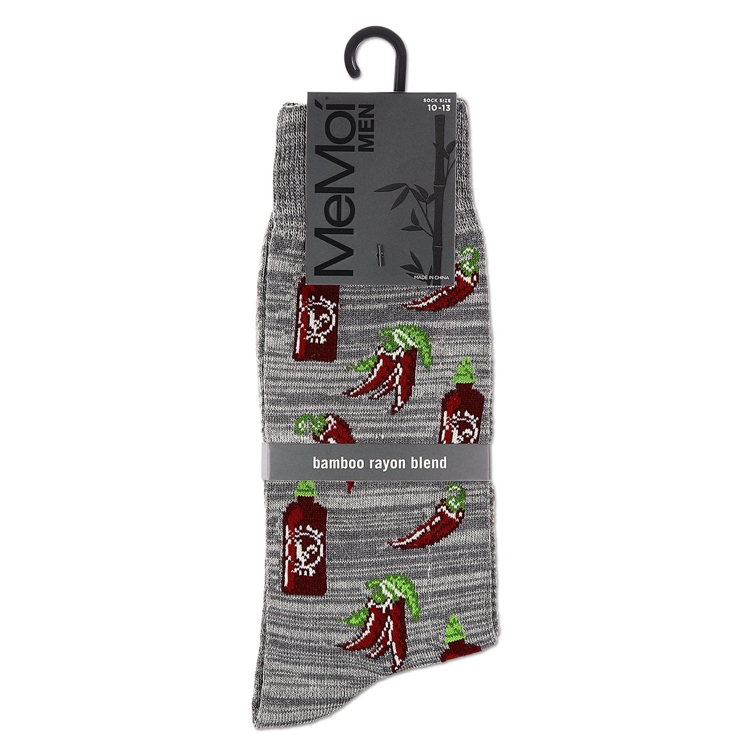 Memoi Hot Stuff Sriracha Bamboo Blend Men's Crew Socks
