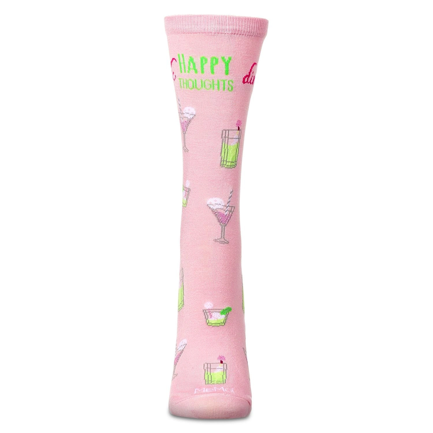 MeMoi Women's Drink Happy Thoughts Rayon From Bamboo Crew Socks