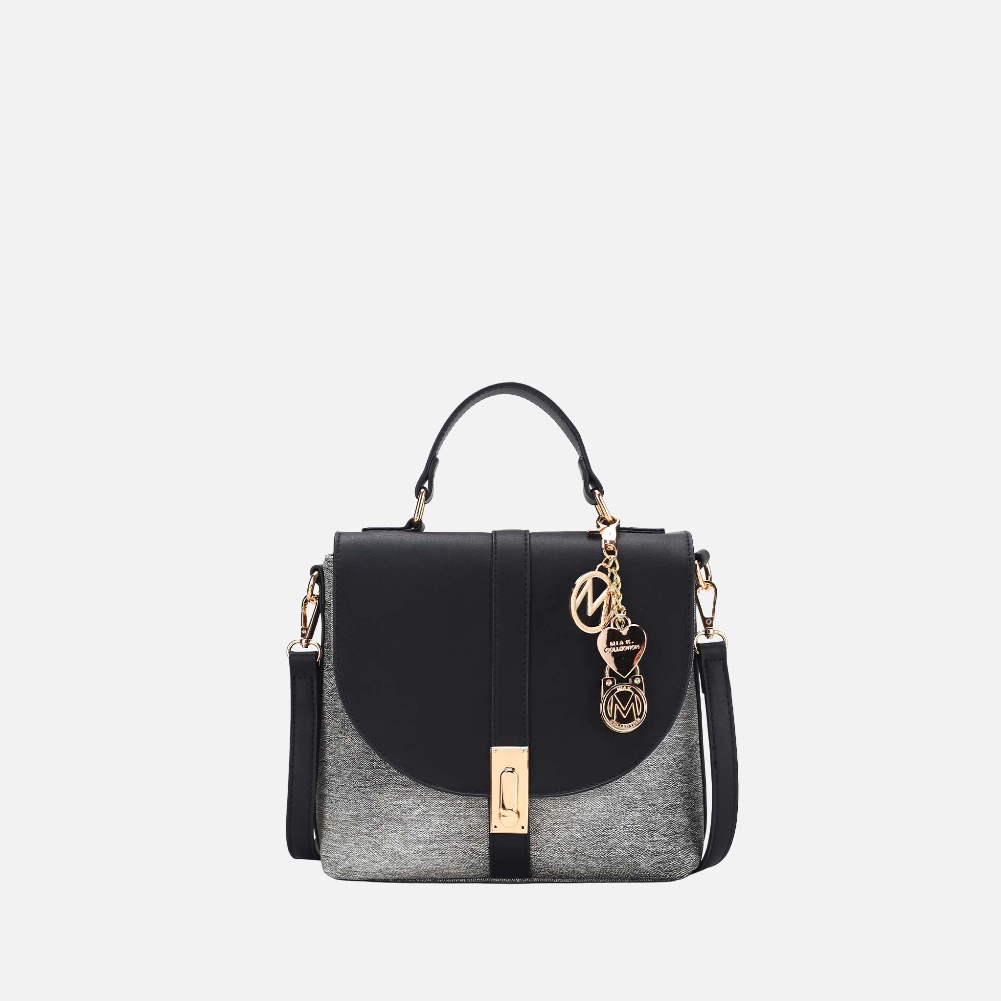 Mia K Collection Maren Vegan Leather Shoulder Bag - Gold-Tone Hardware, Removable Adjustable Strap