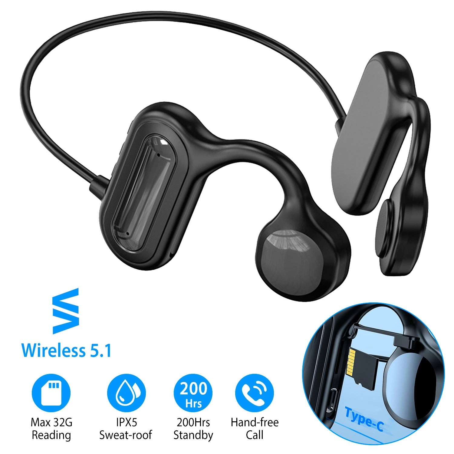 GBruno Wireless Bone Conduction Headphones With Mic