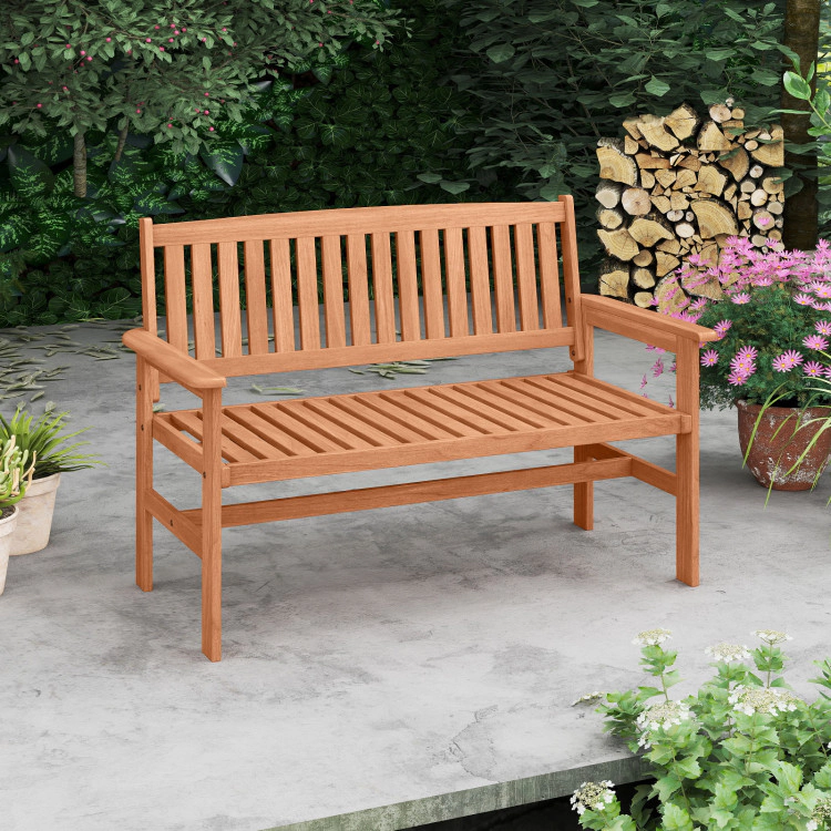 Hivvago 2-Person Patio Loveseat With Slatted Backrest And Comfortable Armrests