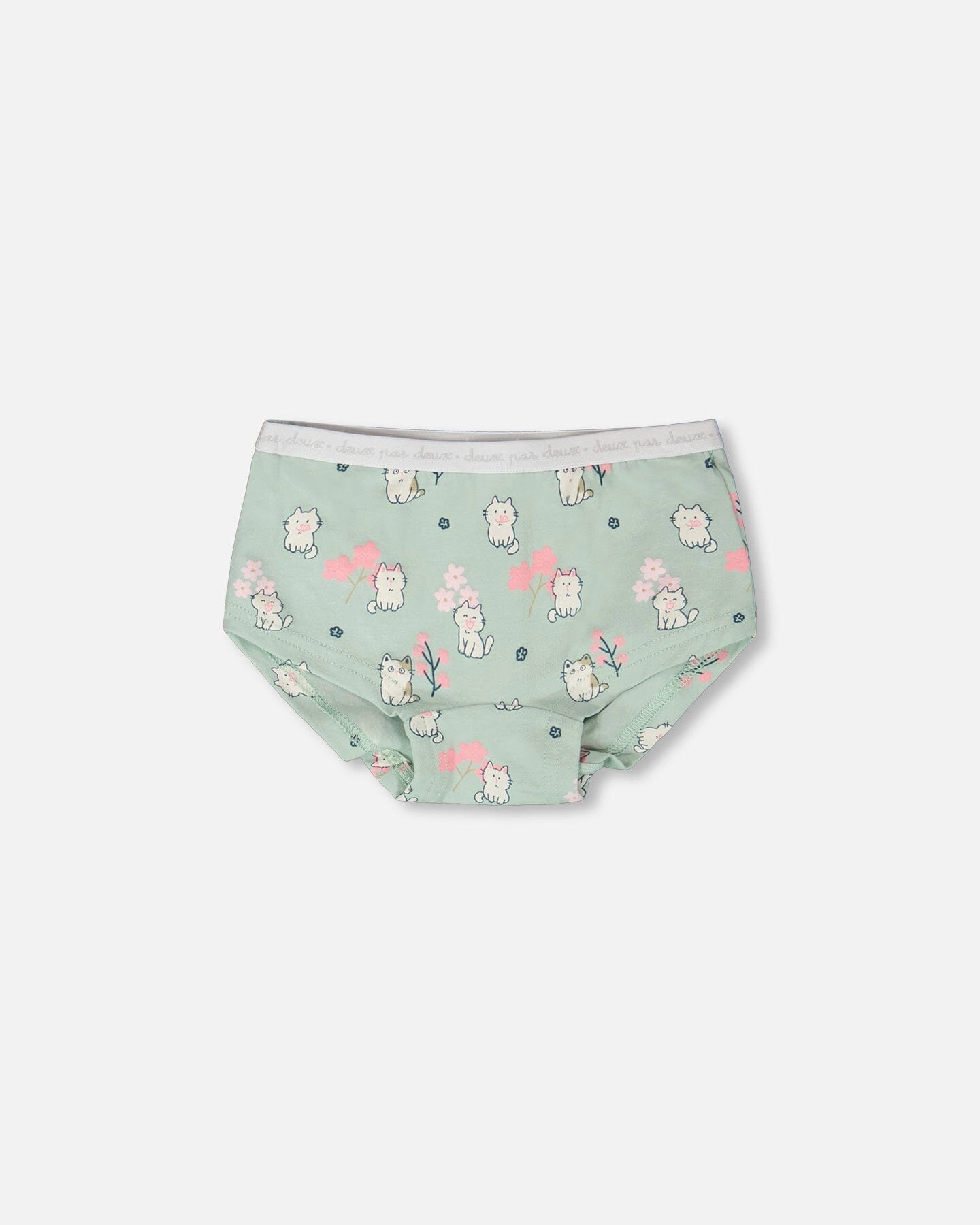 Deux par Girls Organic Cotton Boyshort Panty Kitten Print