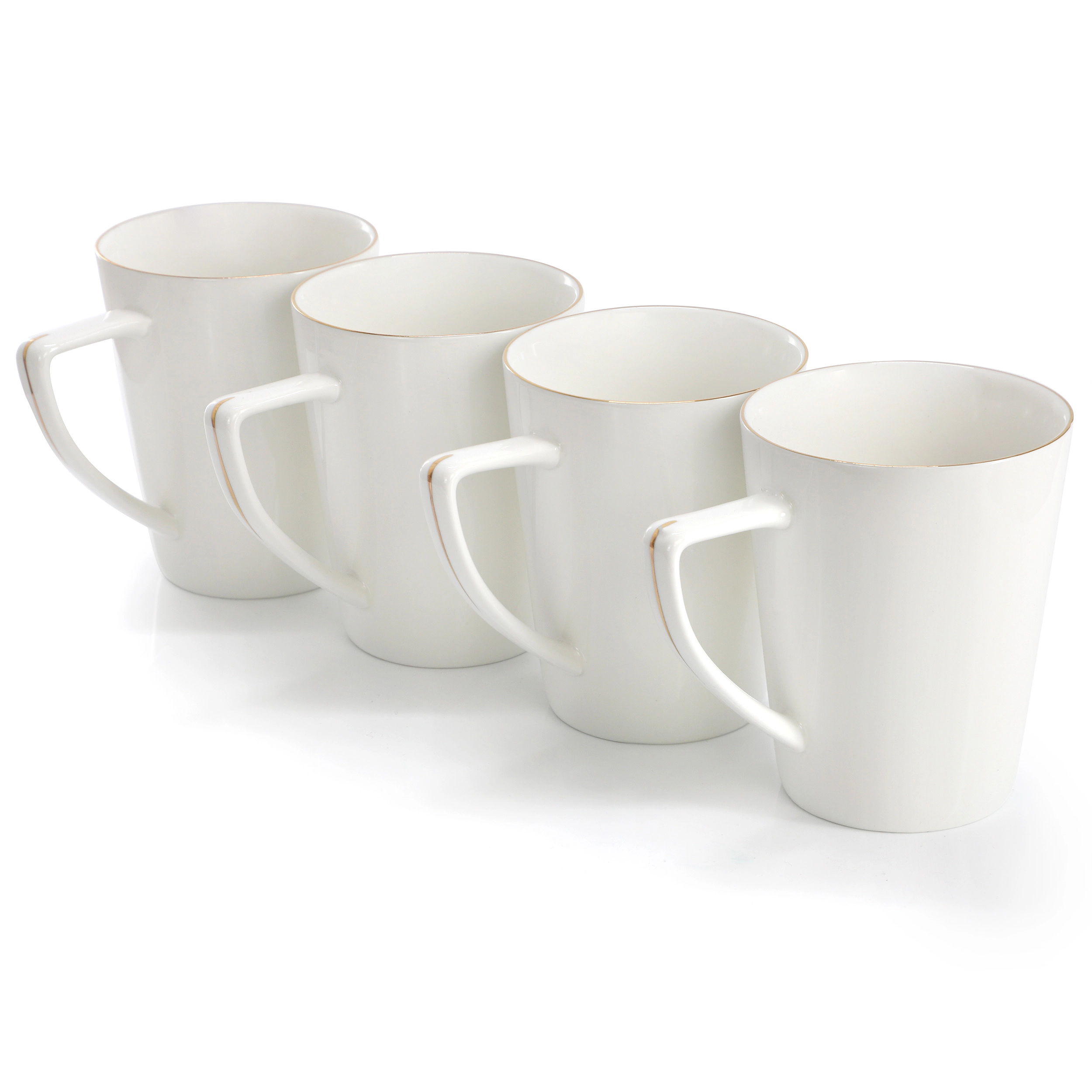 Martha Stewart Fine Ceramic 4 Piece 14 Ounce Angular Mug Set in White
