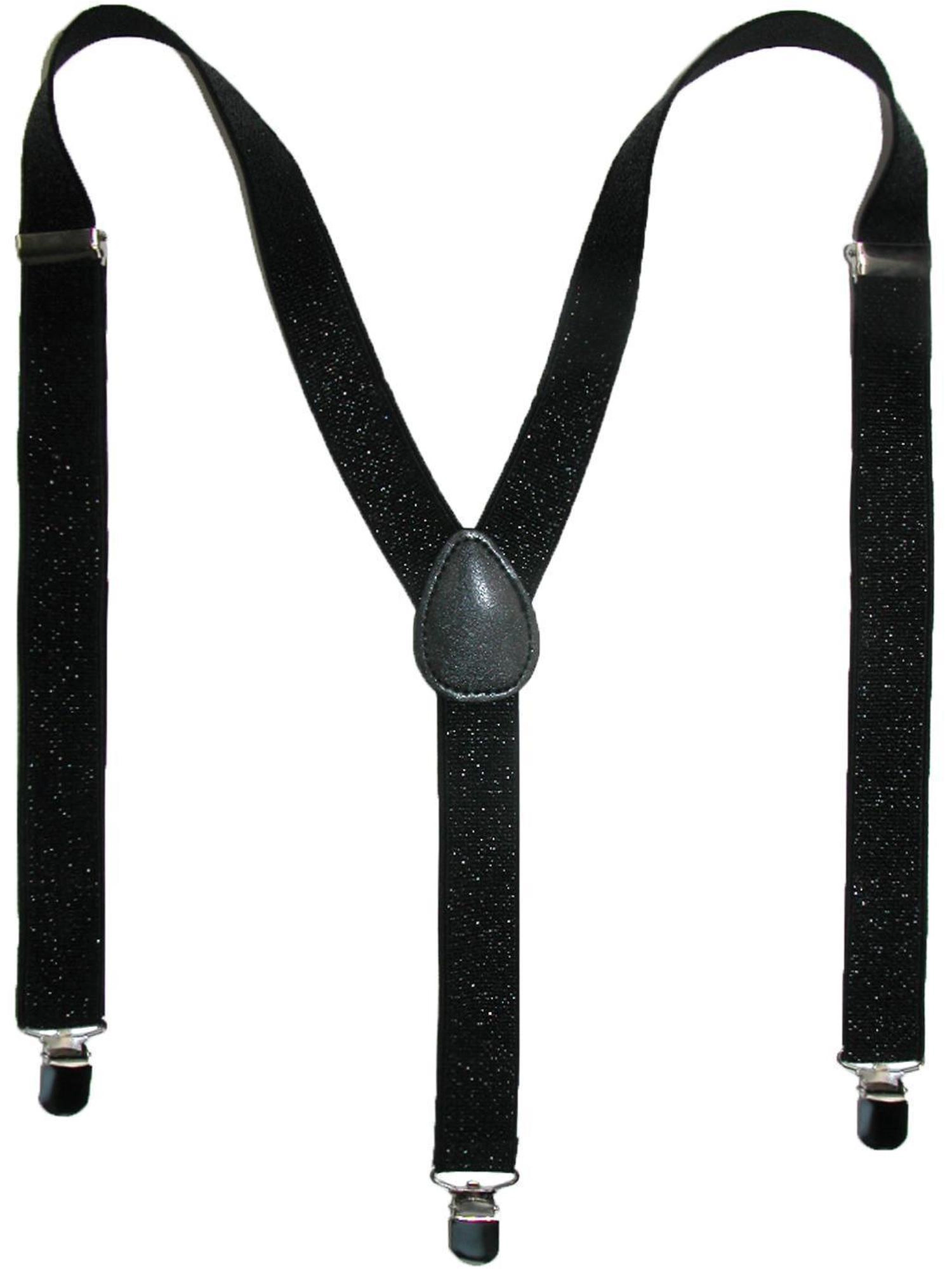 CTM® Women's Elastic Glitter Clip-End Suspenders