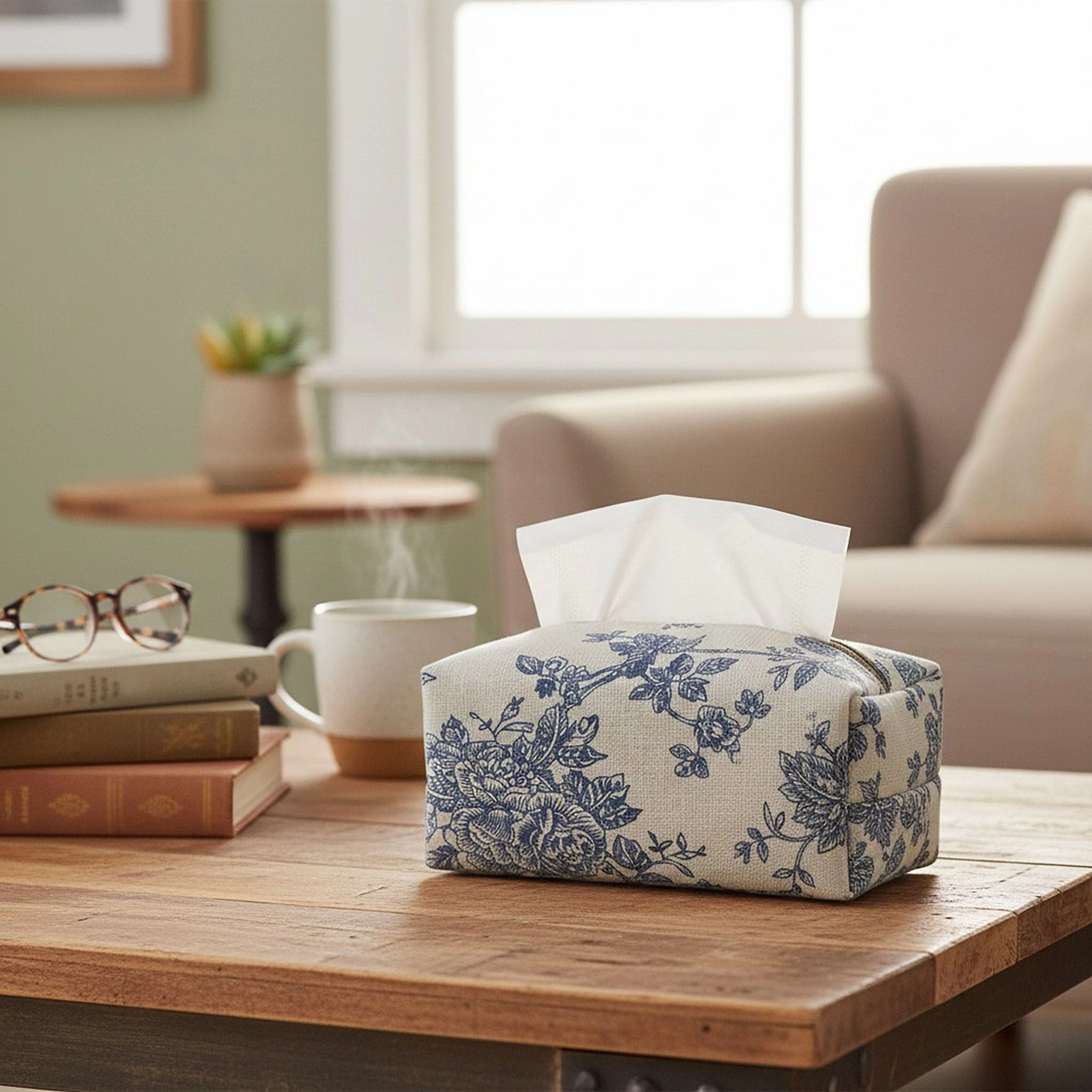 Alilang Unisex Floral Fabric Tissue Holder with Zippered Soft Cover