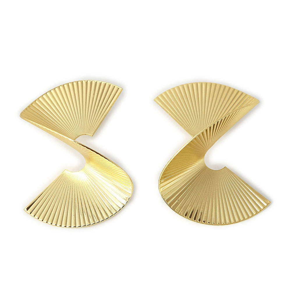 SOHI Women's Gold Metallic Twist Drop Earrings