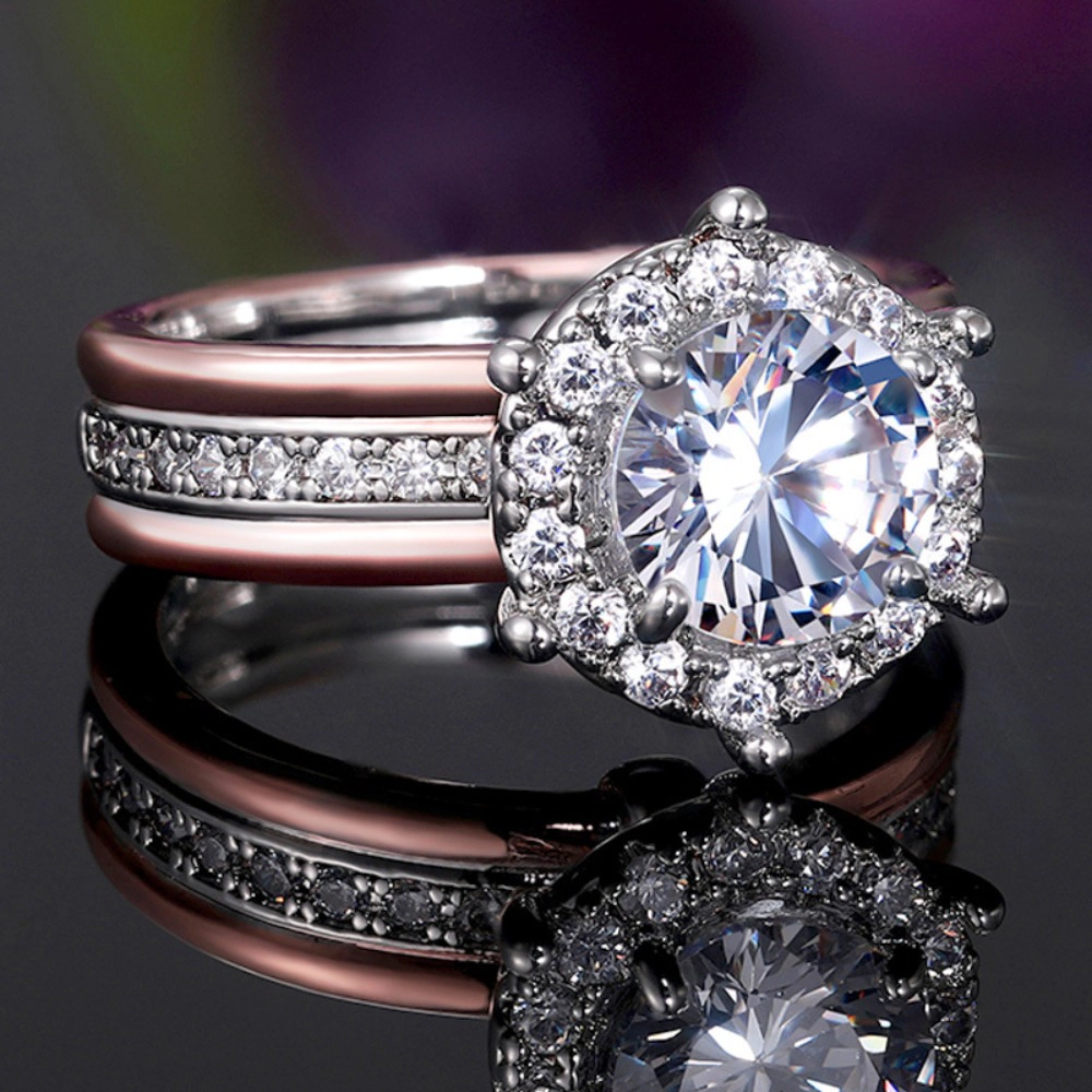 Classic 4 Claws Design Bridal Engagement Wedding Rings
