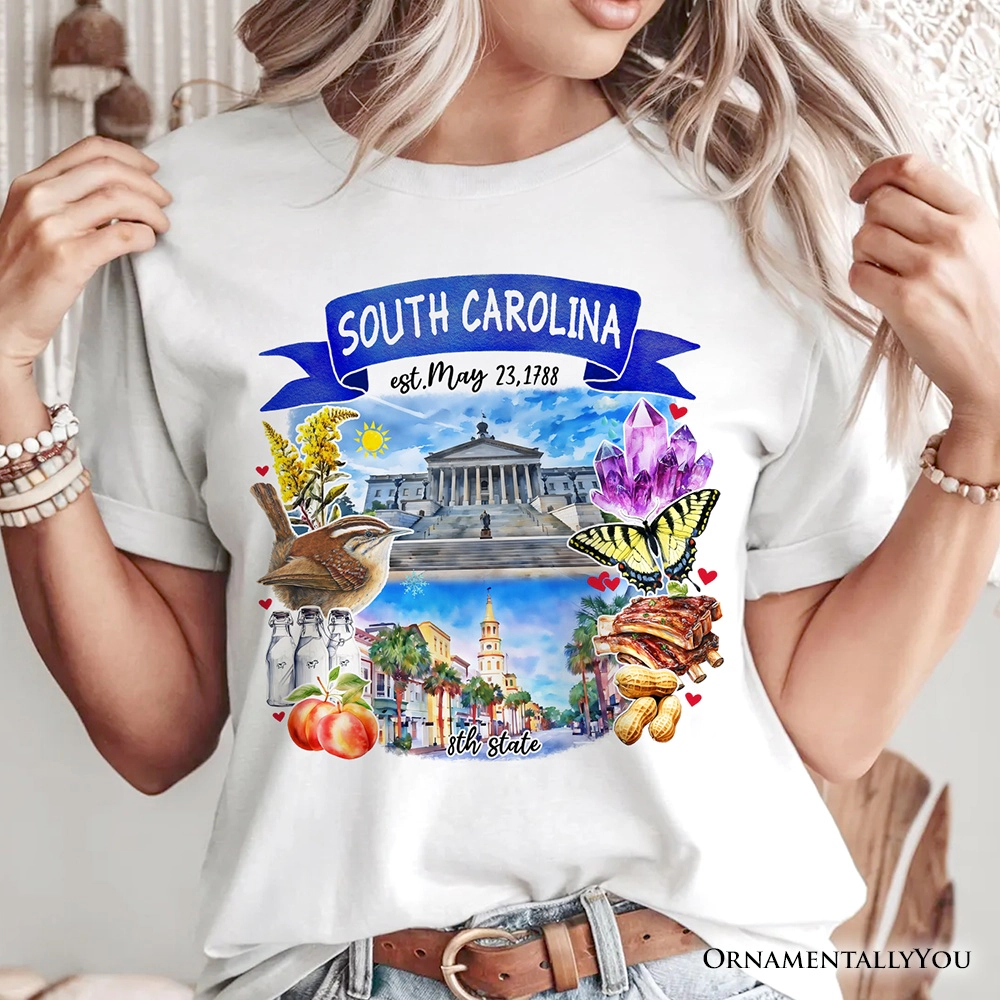 OrnamentallyYou Unisex Artistic South Carolina State Themes And Landmarks T-Shirt