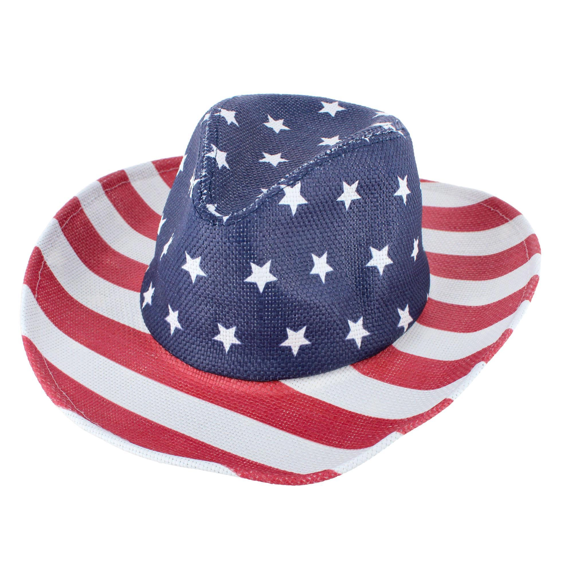 CTM Unisex Americana Stars and Stripes Cowboy Straw Hat