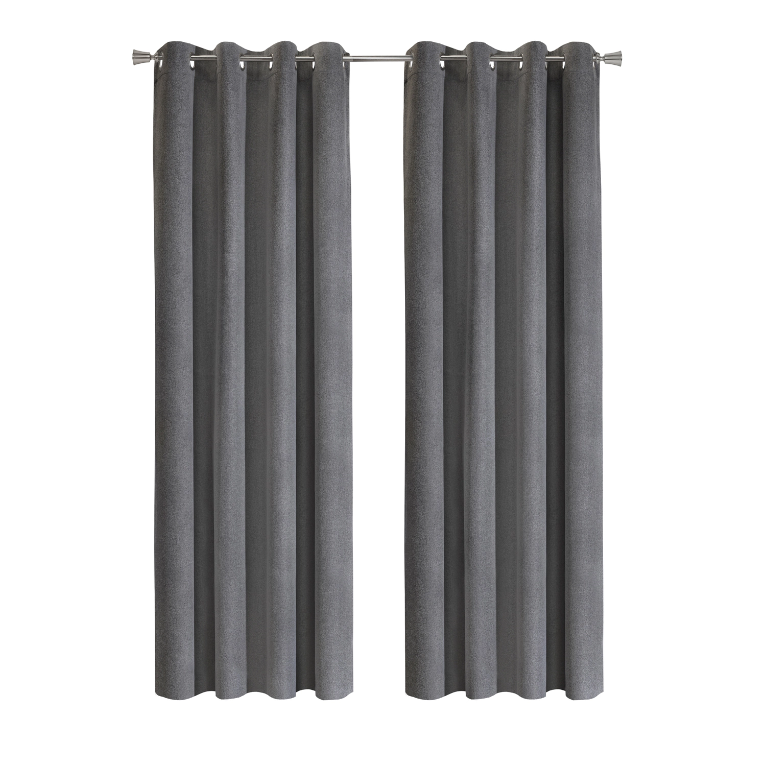 Thermaplus 100% Polyester Duo Reversible Tone Textured Blackout Grommet Curtain Panel 52" x 84" Black to Light Grey