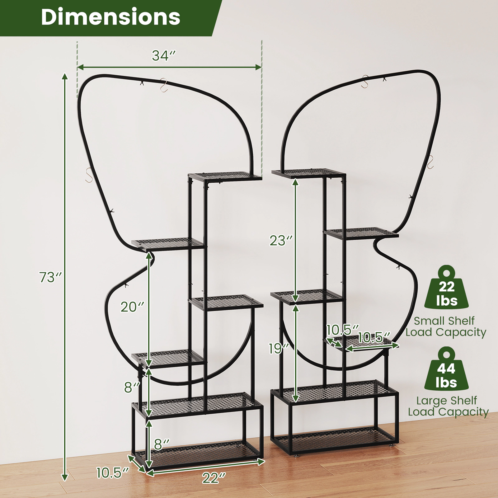 Slickblue Indoor Outdoor Plant Stand 6 Tier Metal Display Rack Black Flower Shelf Organizer