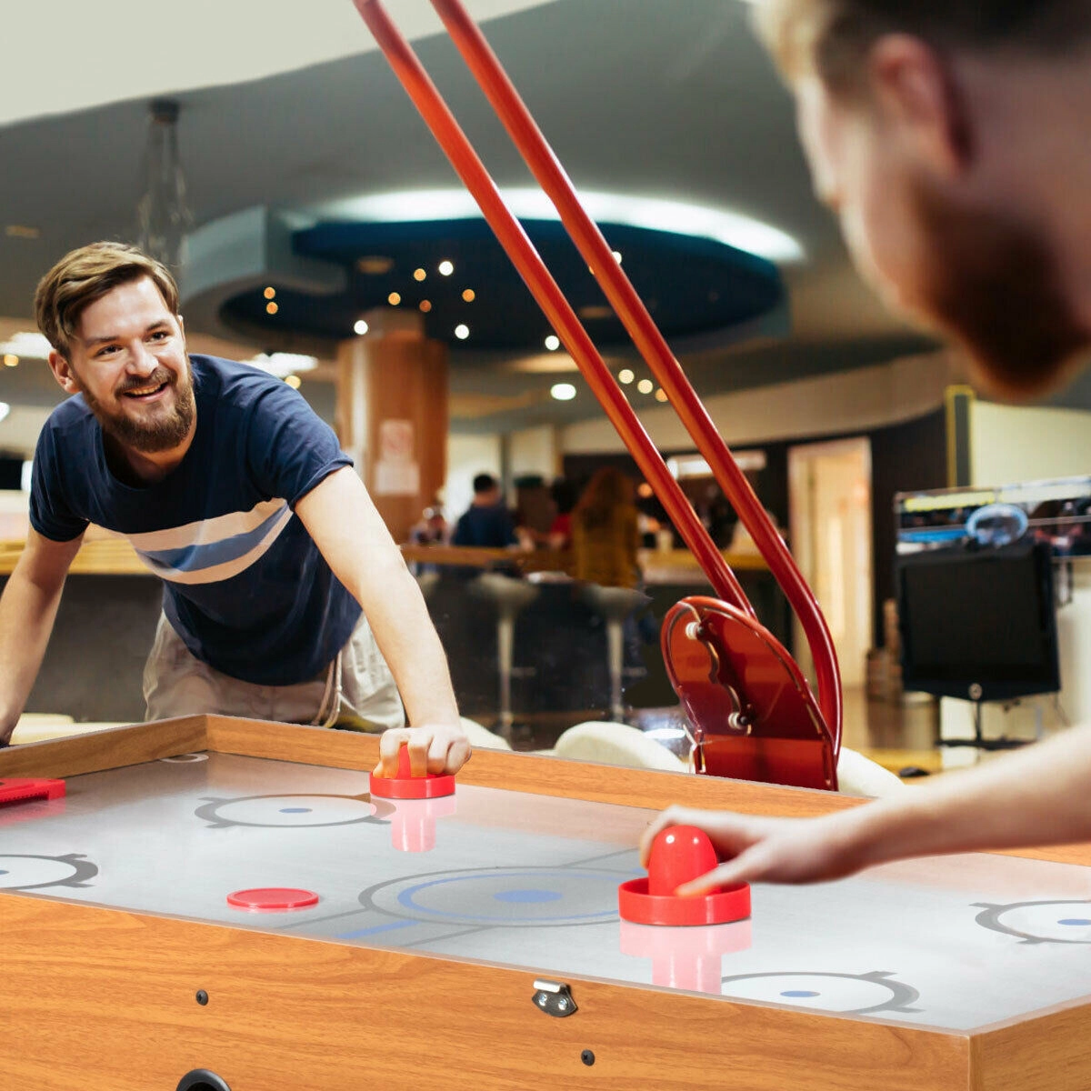 SUGIFT Natural 3-in-1 Combo Game Table with Foosball Pool and Air Hockey 48-in W 23-in D 32.5-in H
