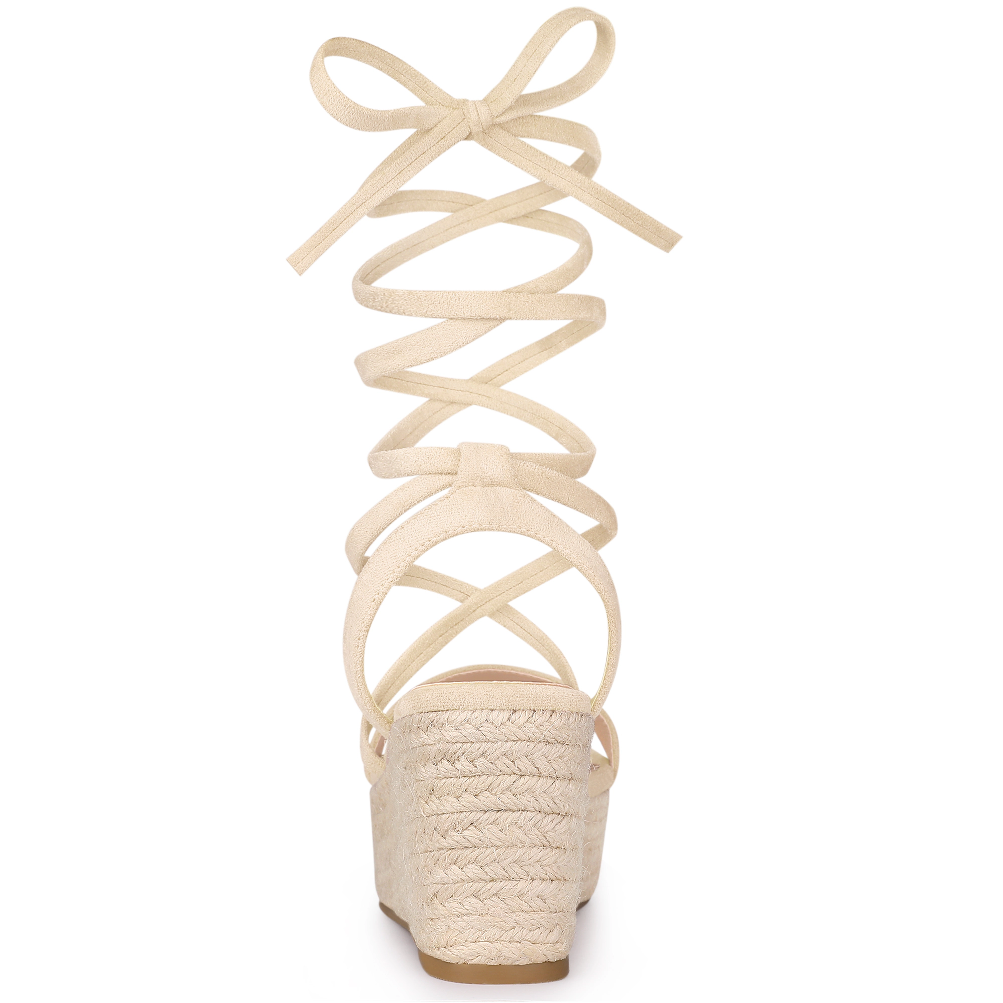 BLISSFUL STEP Women's Lace Up Wedge Heel Slingback Platform Strappy Sandals