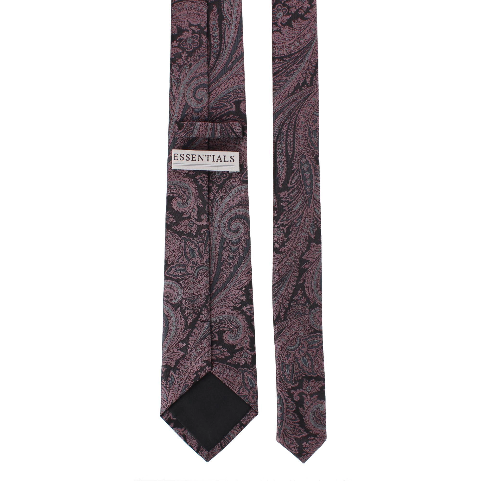 Essentials by Trafalgar Paisley Patterned Necktie and Solid Pocket Square Set