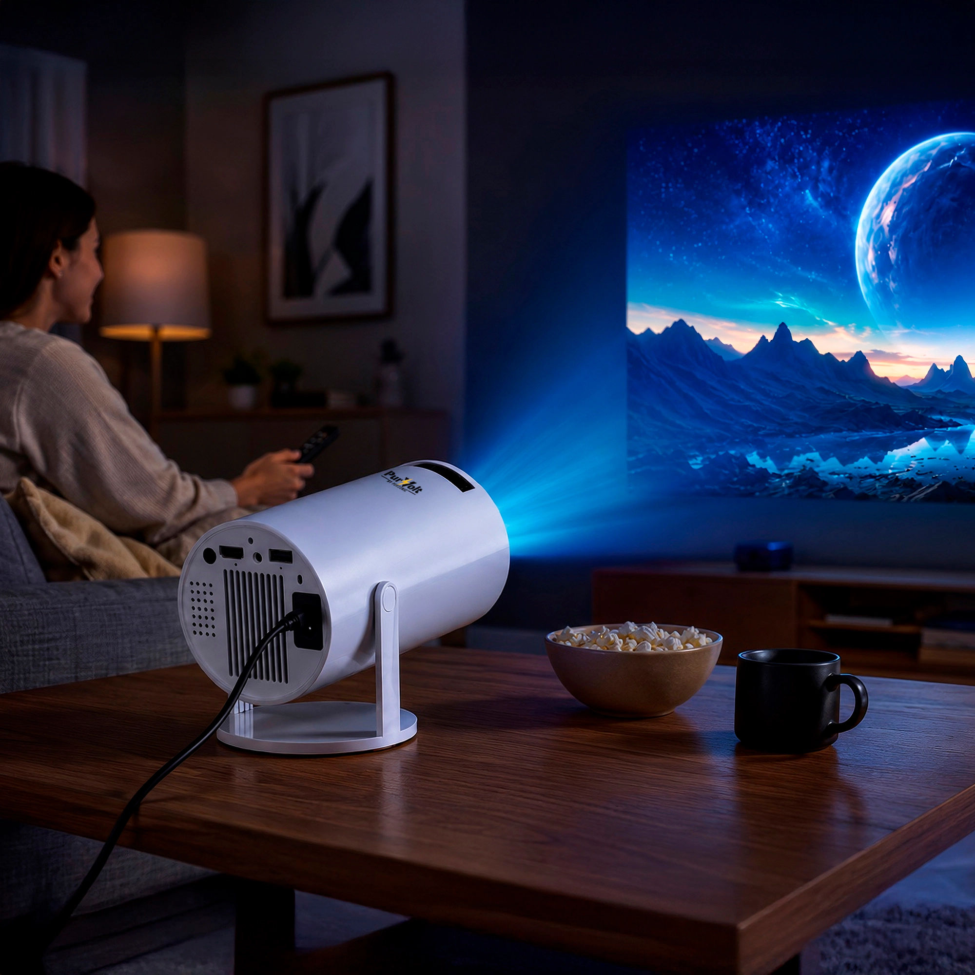 Pursonic Compact Smart LED Projector – HD 720P Portable Projector with Wireless Screen Mirroring