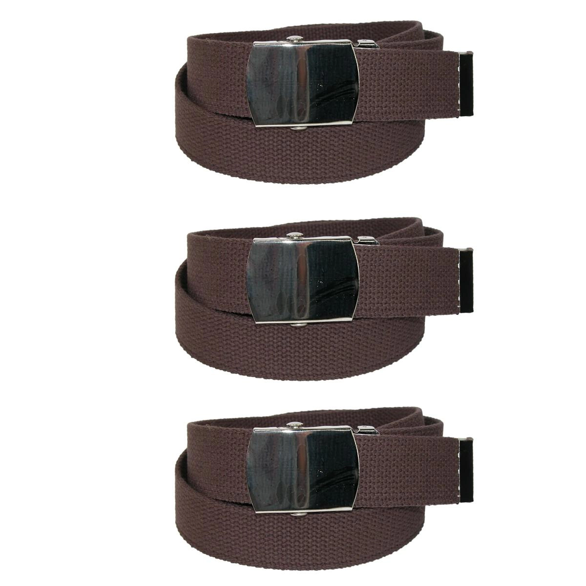 CTM Cotton Adjustable Belt with Nickel Finish Buckle (Pack of 3)