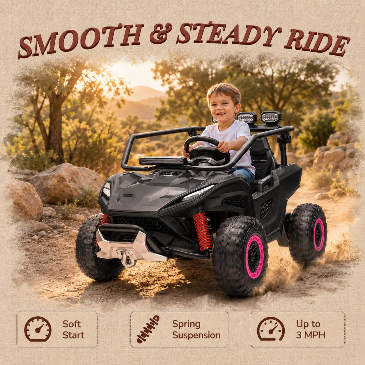 12V Kids Ride On UTV 2 Seater Electric Car with Dual Motors, 2.4G Remote Control, 4WD and Rechargeable Battery