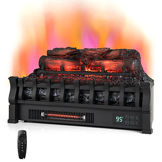 LJG 23 Inch Infrared Quartz Electric Fireplace Pinewood Log Heater