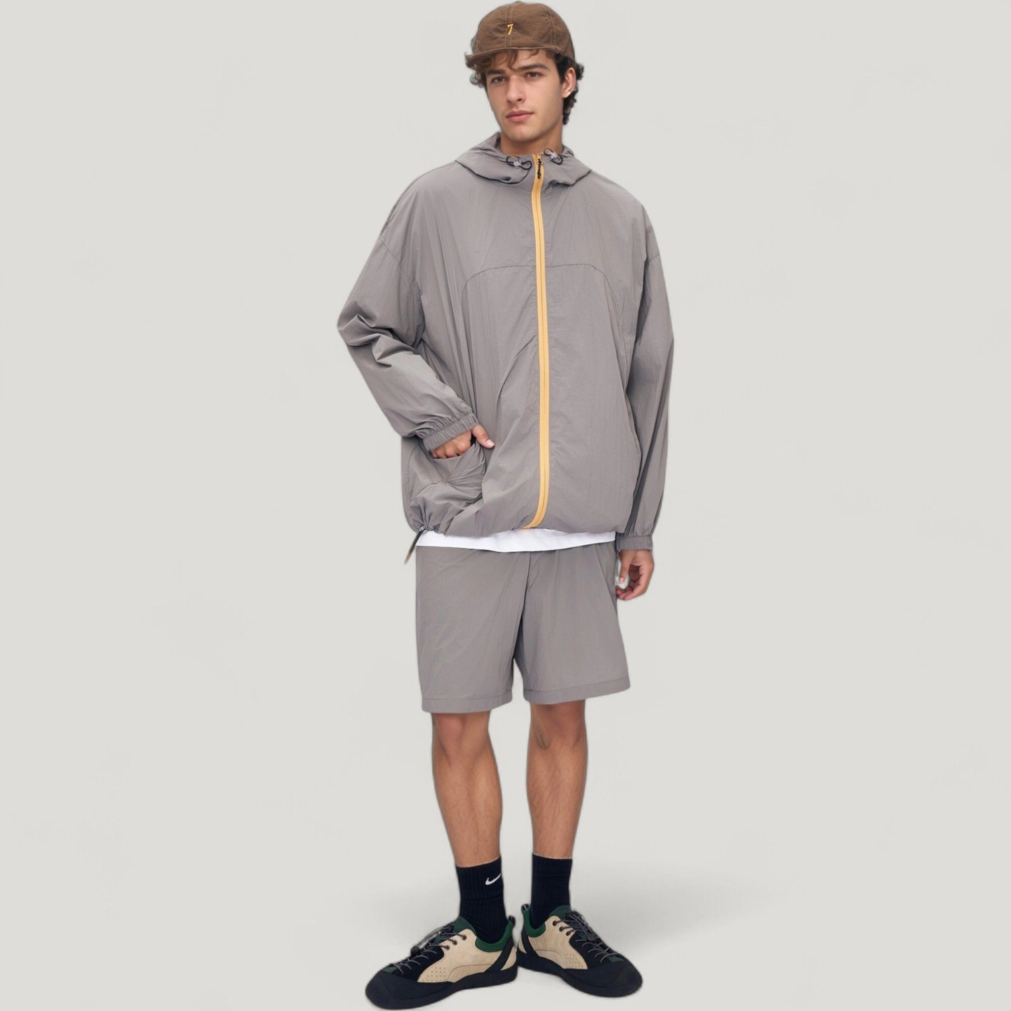 Anna-Kaci Men's Lightweight Full Zip Hooded Sun Protection Jacket with Adjustable Drawstring and Relaxed Fit