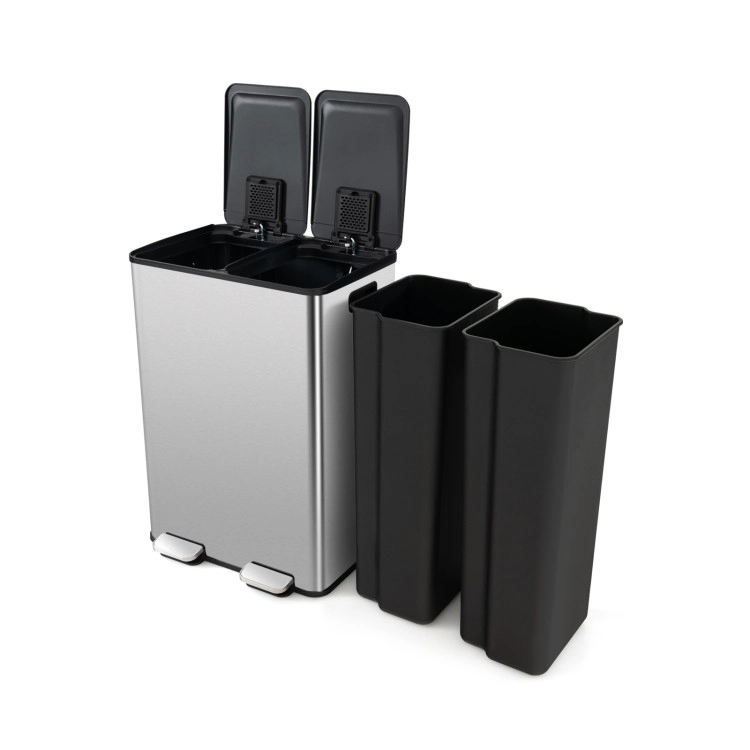 Hivvago Galvanized Steel Dual Compartment Trash Can