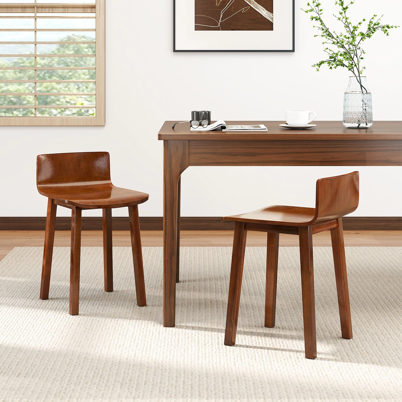 SlickBlue Acacia Wood Farmhouse Dining Chairs Set of 2