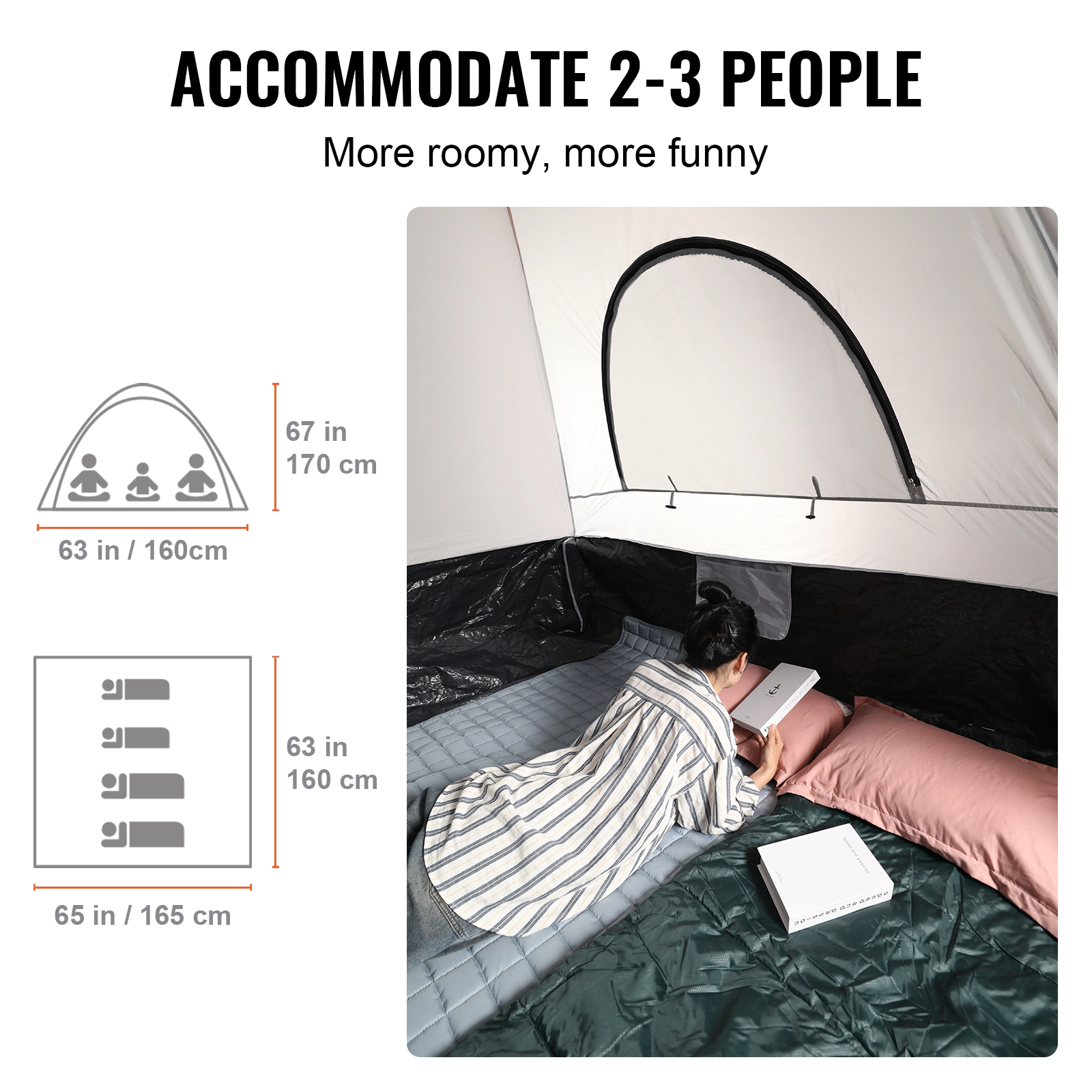 HONGGE Truck Bed Tent for 5.5-6 ft Pickup Beds, Waterproof PU2000 Double-Layer Camping Tent for 2-3 Person, with Rainfly