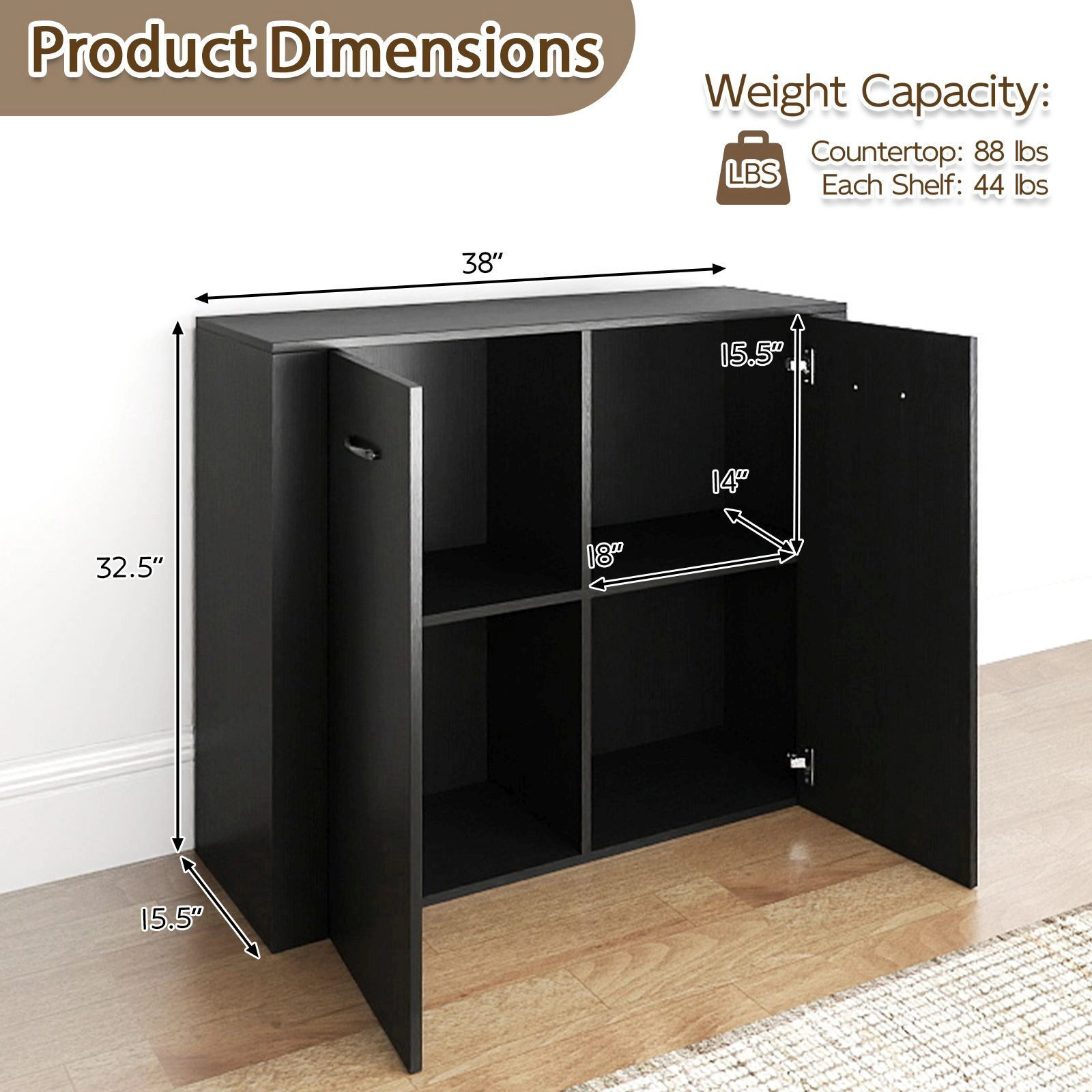 SlickBlue Modern Buffet Cabinet Sideboard Storage Organizer