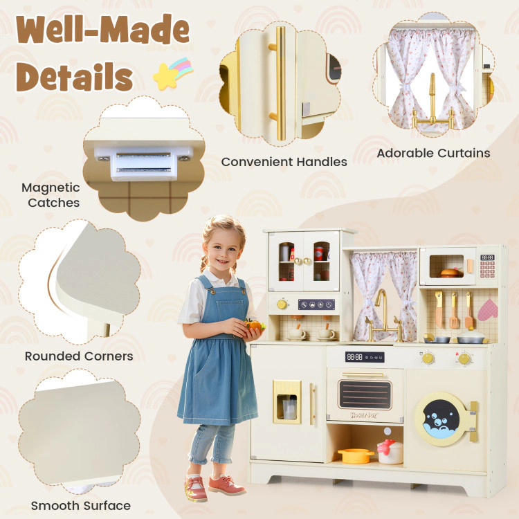 Hivvago Wooden Toy Kitchen Playset with 14 Accessories for Aged 3+ Years