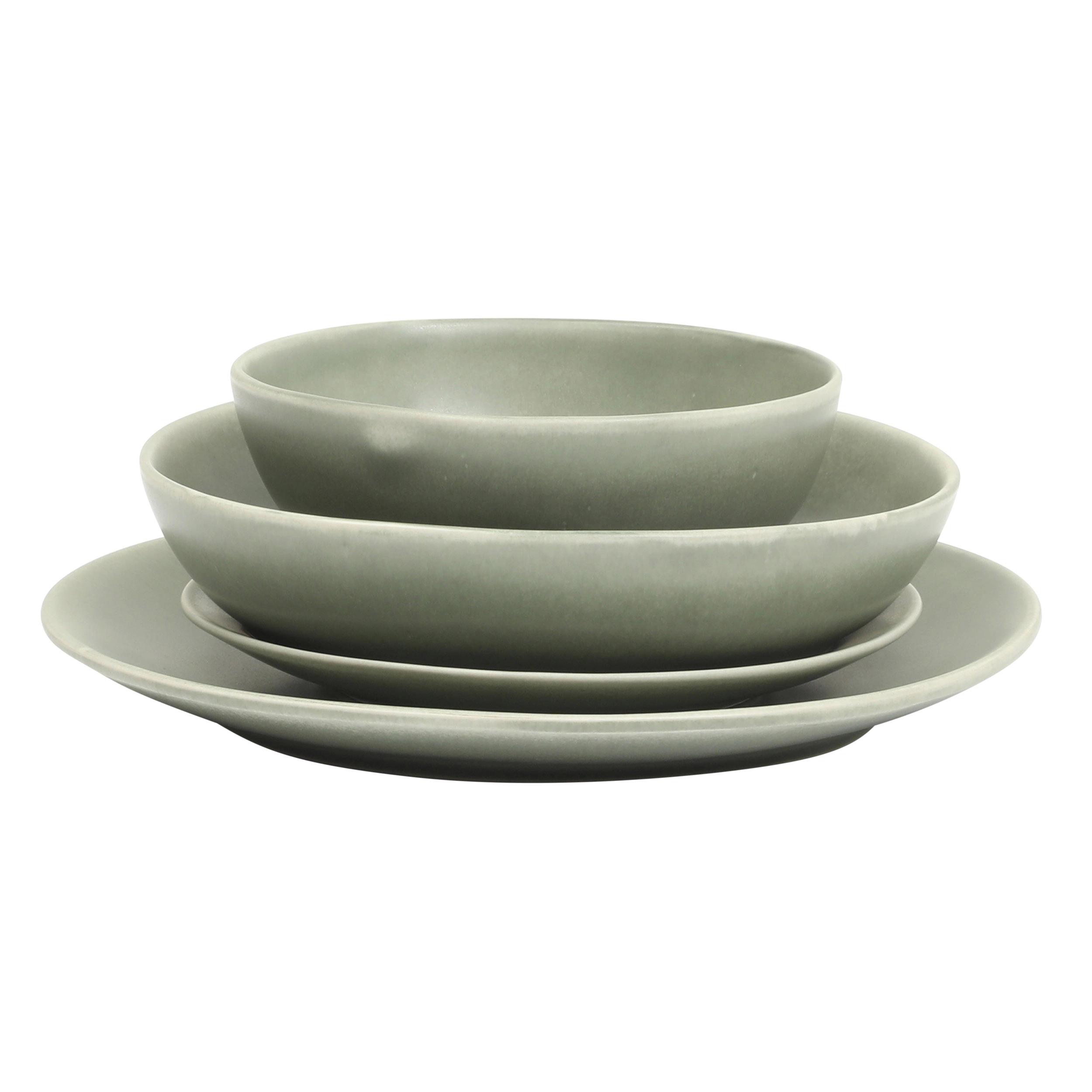 Gibson Elite Zion Mist 16 Piece Round Stoneware Dinnerware Set in Green
