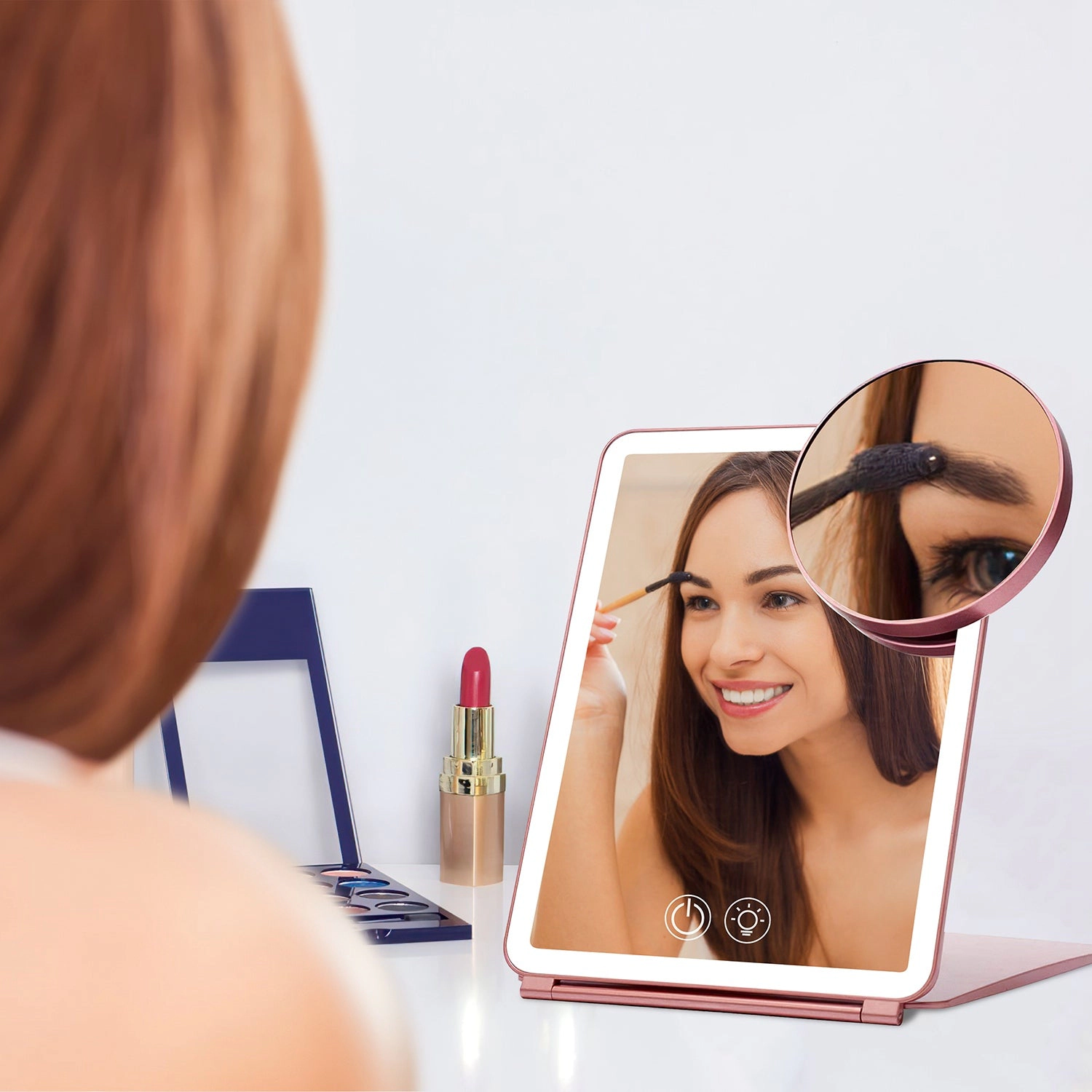 GBruno LED Folding Travel Makeup Mirror With 10X Magnifier