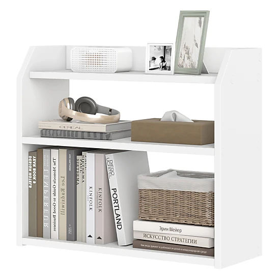 SlickBlue 3 Tier Desktop Bookshelf Organizer with Wooden Storage Shelves