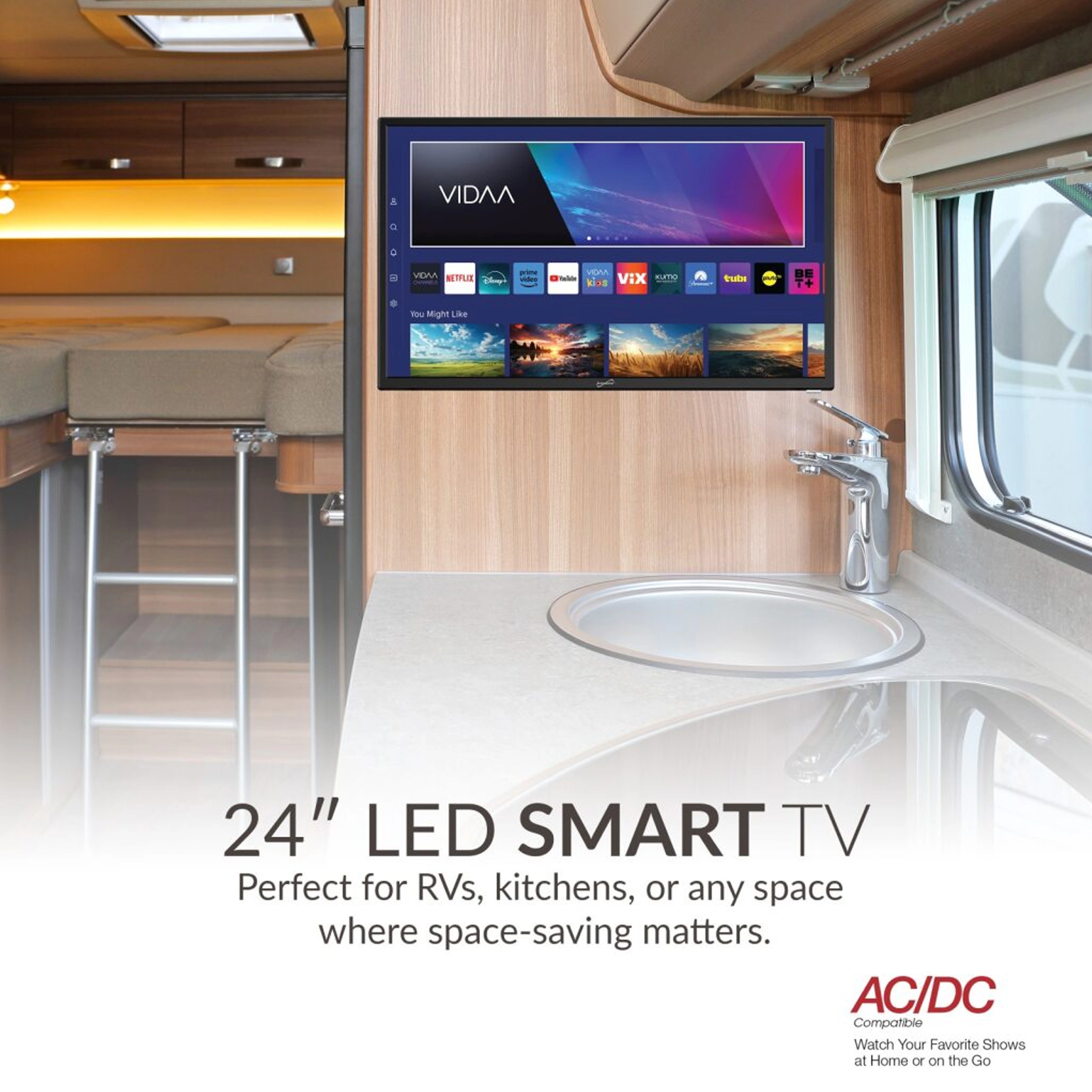 Supersonic 24" VIDAA ACDC  LED Smart TV with Built-In WiFi