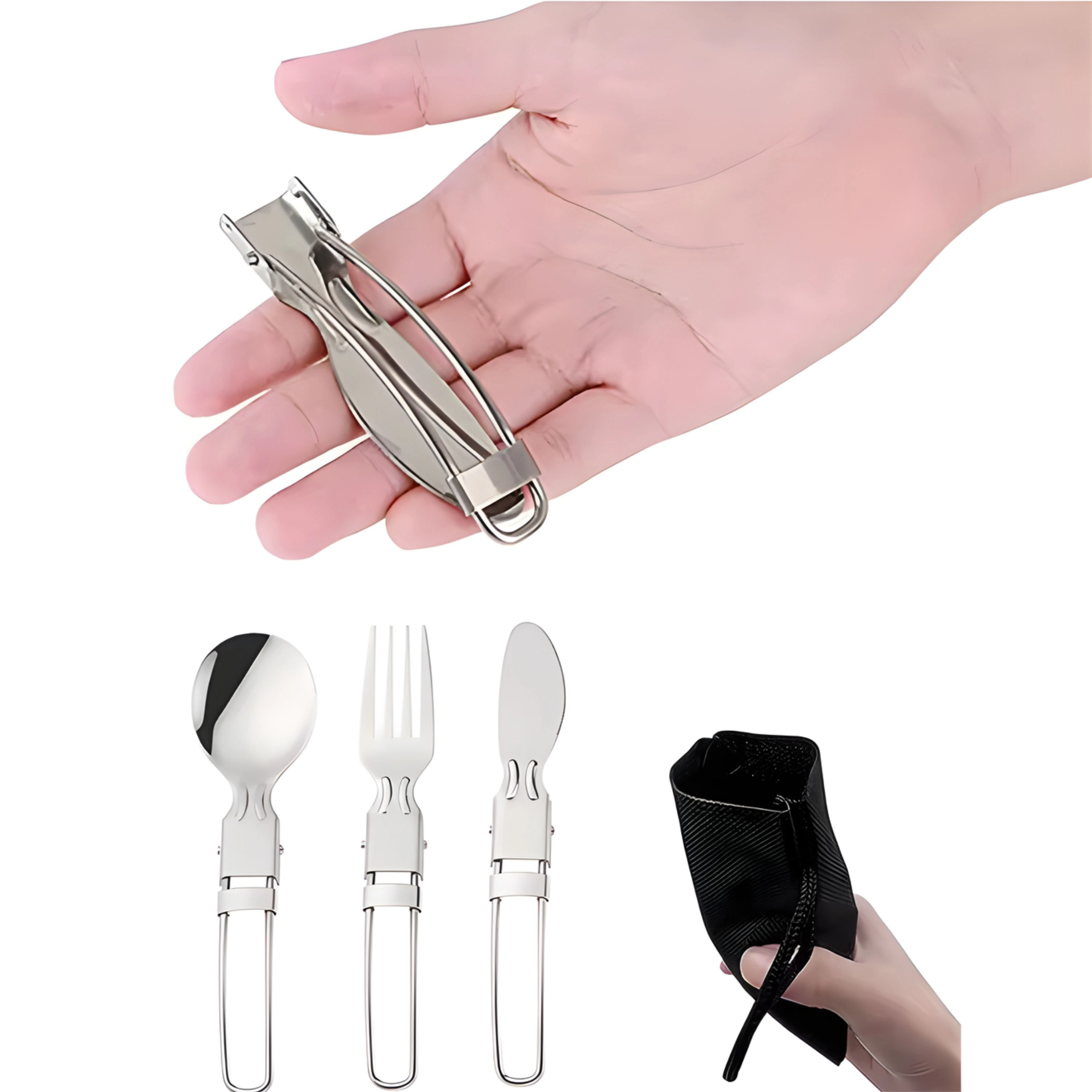 Kitcheniva Folding Spoon, Fork & Knife Portable Cutlery Set For Camping