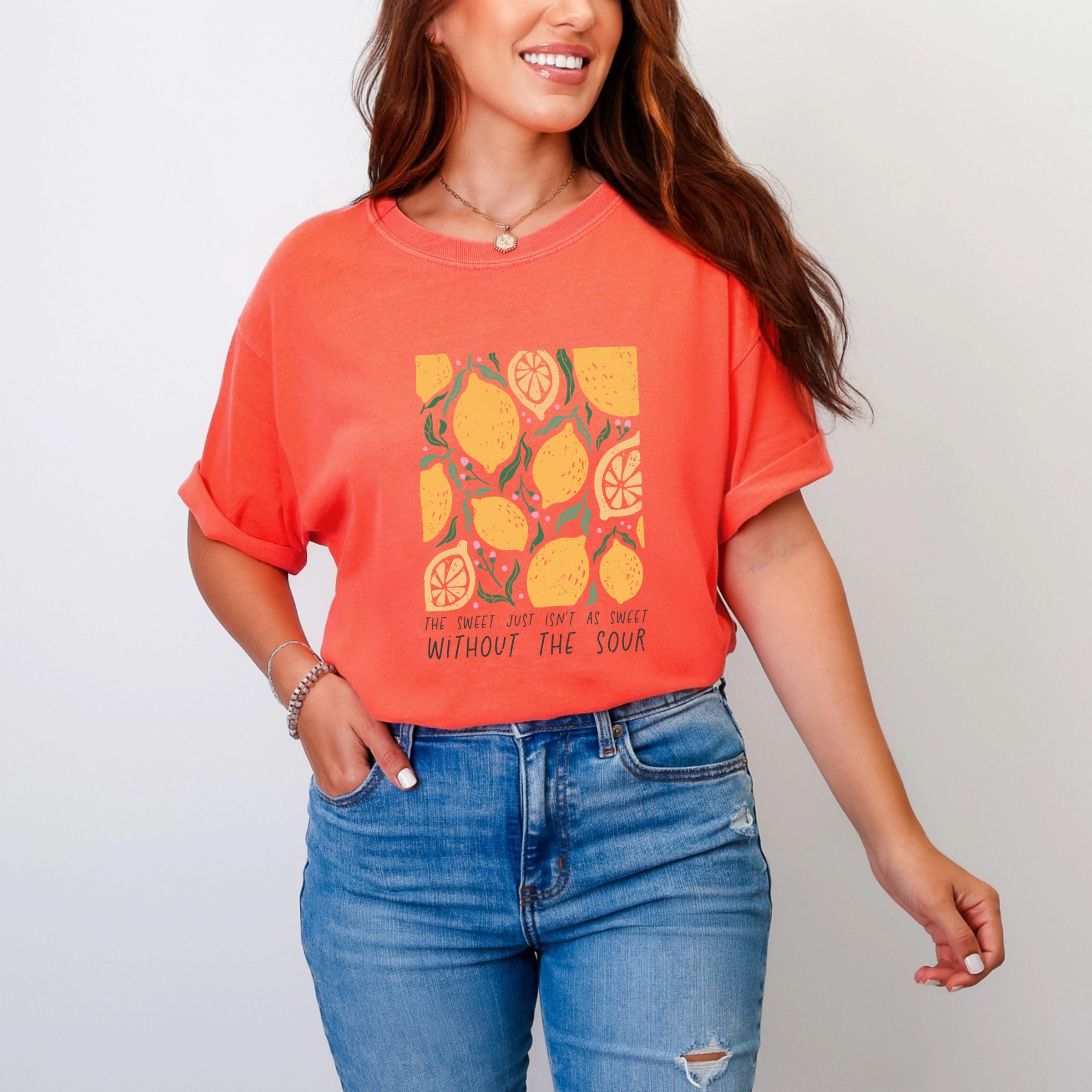 Simply Sage Market - Boho Lemon Sweet Without Sour Women's Garment Dyed Graphic T-Shirt