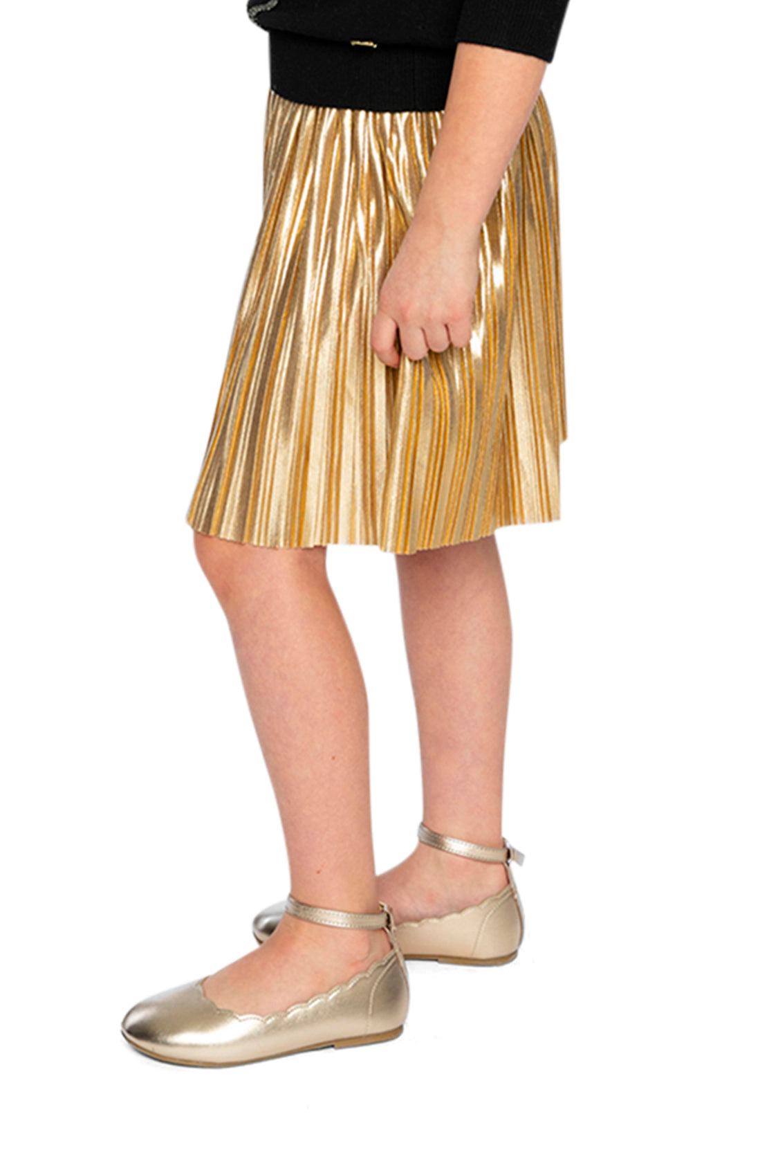 Deux par Girls Accordion Pleated A-Line Jersey Skirt with Elastic Waist