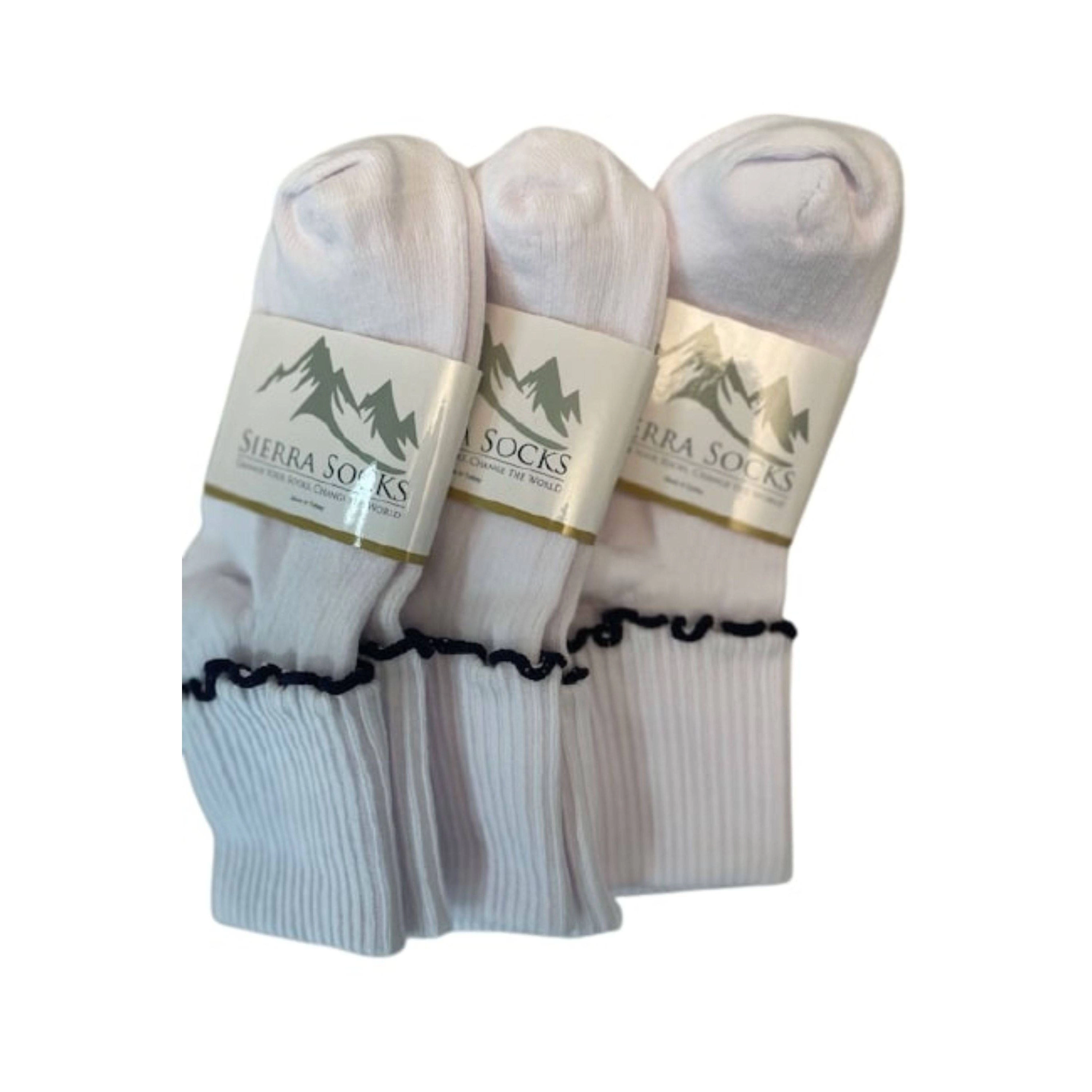 Wear Sierra Girl's Turn Cuff Lettuce Edge Socks