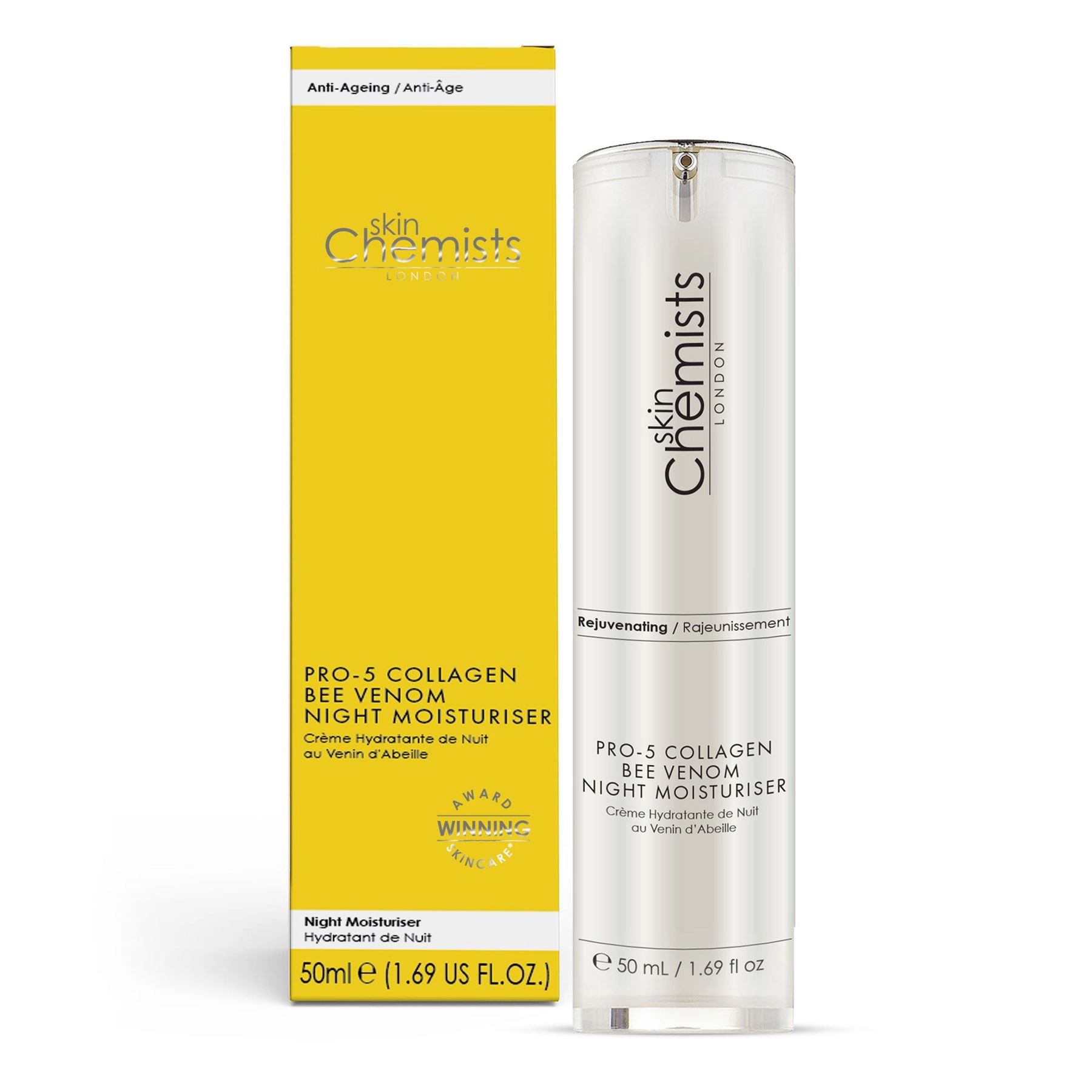 skinChemists Pro-5 Collagen Bee Venom Night Moisturiser 50ml - Firming Anti-Aging Night Cream