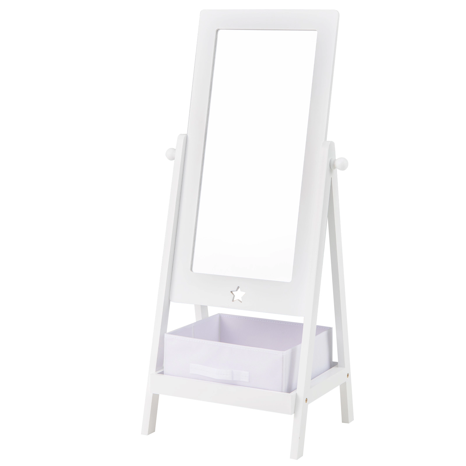 SUGIFT 360 Degree Rotatable Kids Full Length Dressing Mirror with MDF Frame 44-lb Shelf Capacity 44-in Tall White