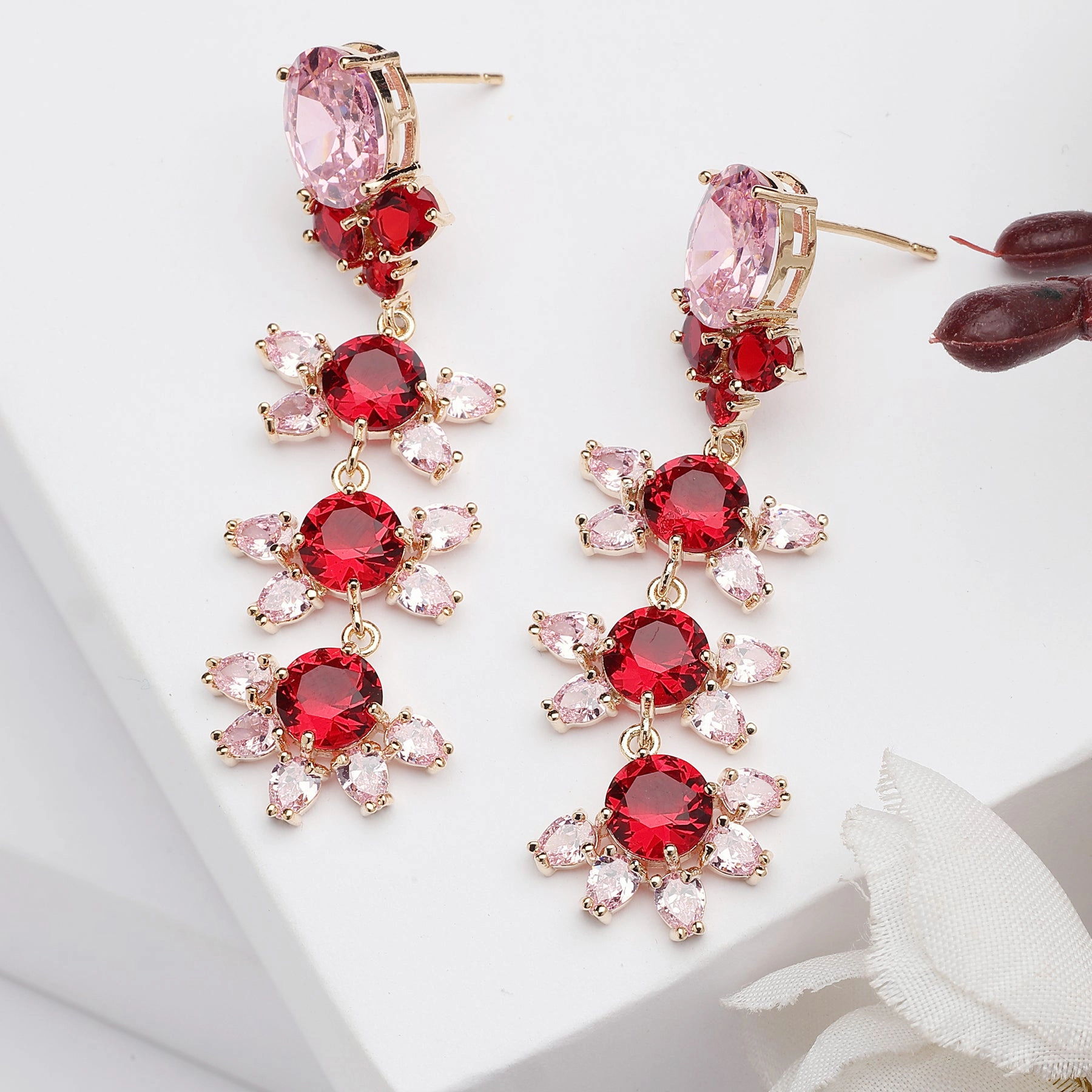 AGP PARIS Womens Diva Floral Dangle Drop Earrings