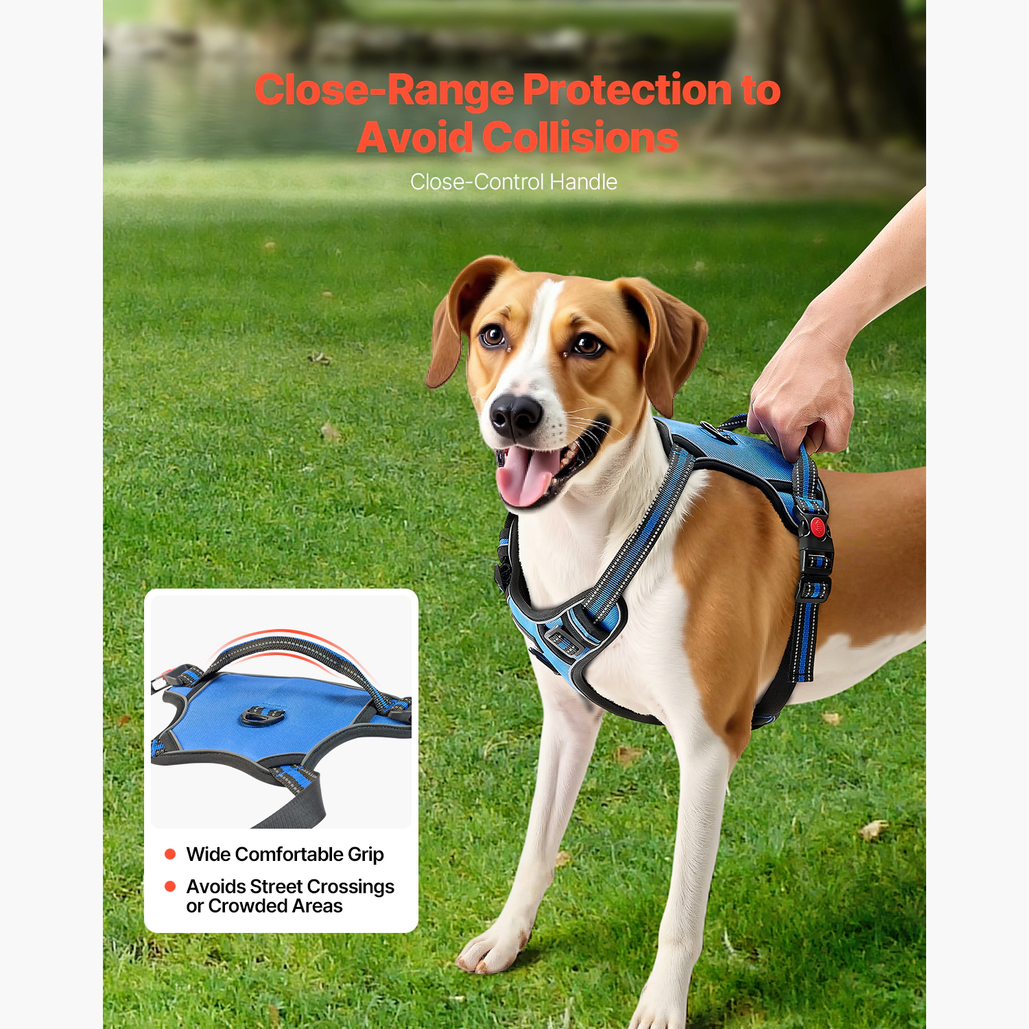 HONGGE Dog Harness for Large Dogs, No Pull Adjustable Pet Vest Harness, with Handle, Metal Rings, Buckles