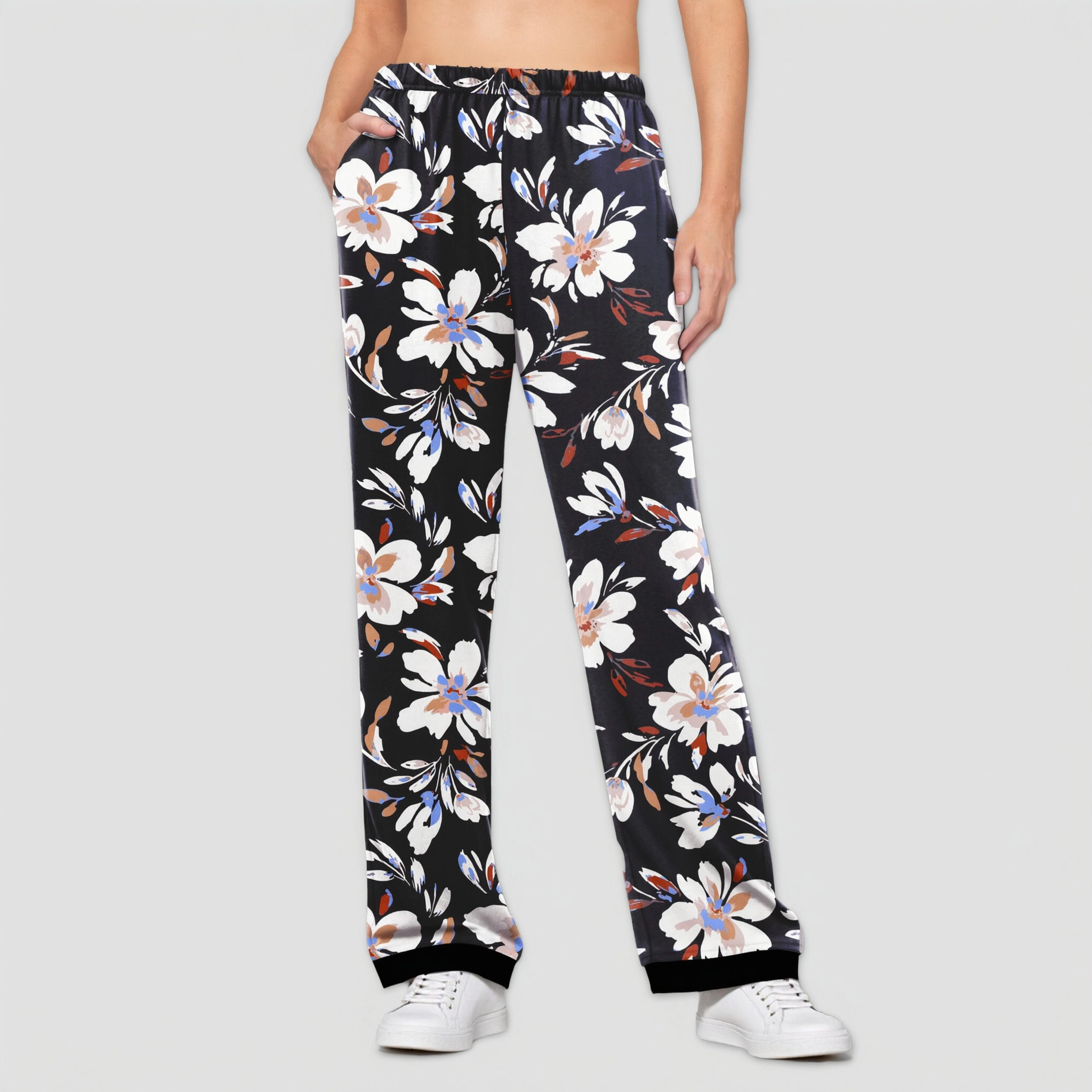 Ekouaer Soft Pajama Pants Elastic Waist Casual Lounge Yoga Bottoms with Pockets